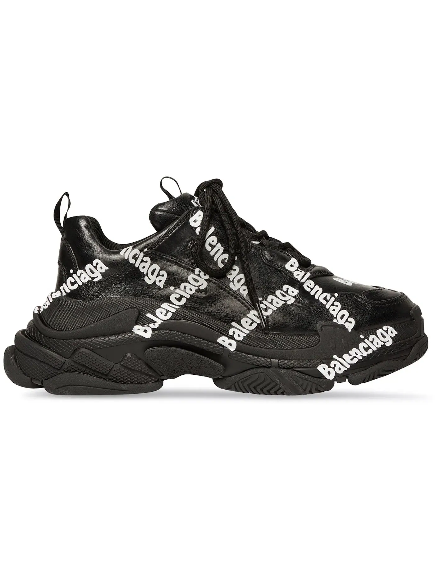 Кроссовки женские Balenciaga Triple S All Over Logo — изображение 1 из 1, черный, белый
