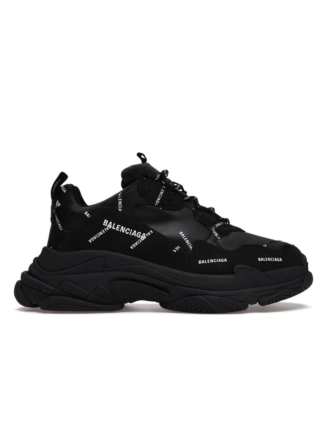 Кроссовки мужские Balenciaga Triple S Allover Logo Black, с принтом — изображение 1 из 4, черный
