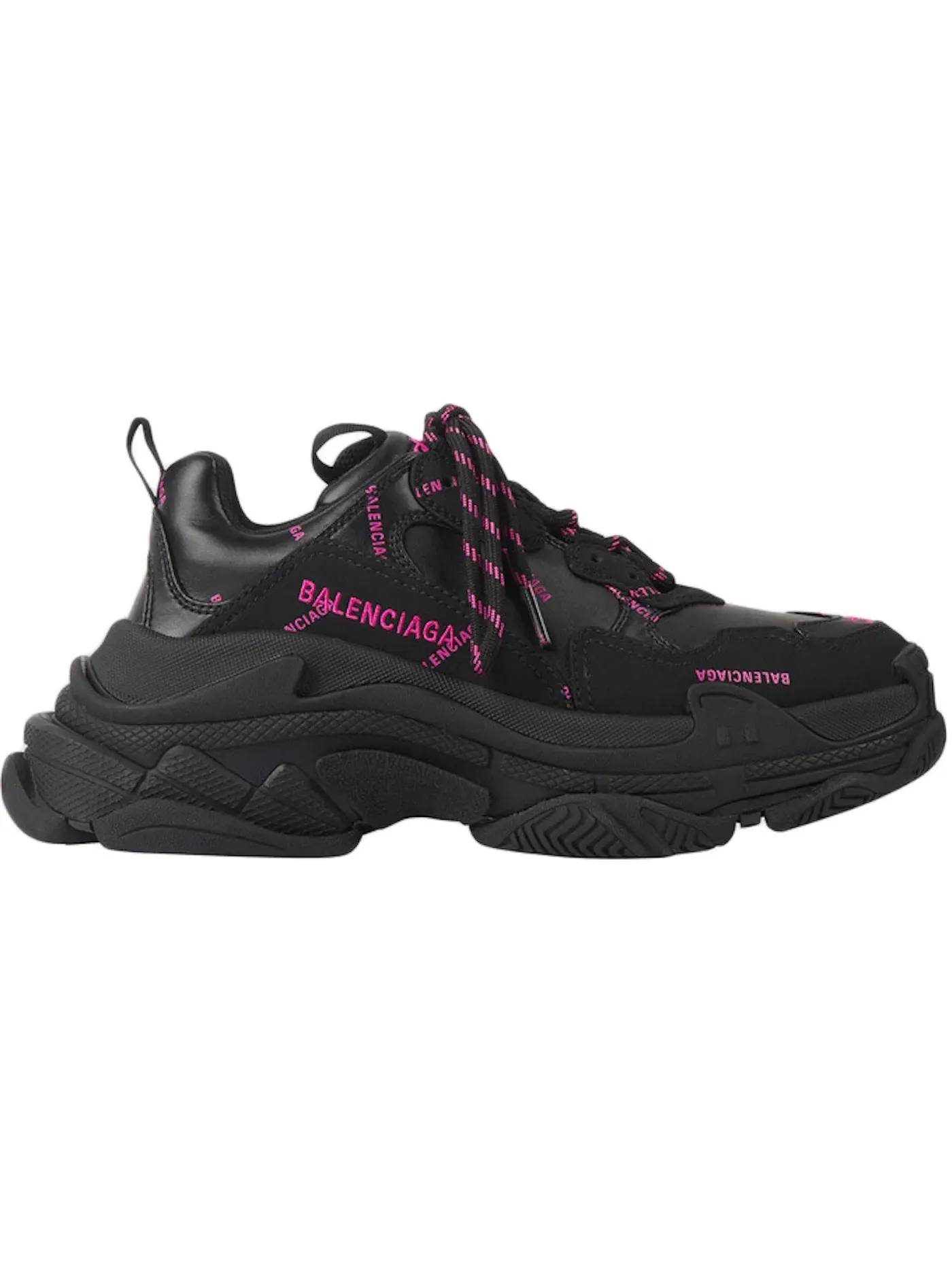 Кроссовки женские Balenciaga Triple S, с принтом логотипа — изображение 1 из 1, черный/розовый