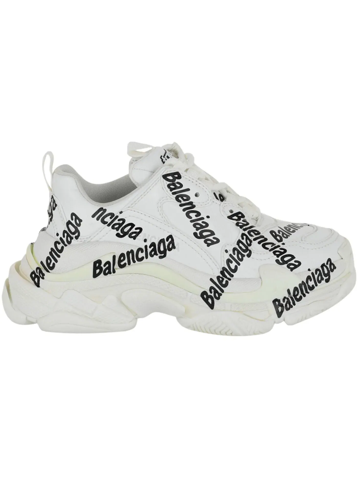 Кроссовки женские Balenciaga Triple S, с принтом Allover Logo — изображение 1 из 3, белый/черный