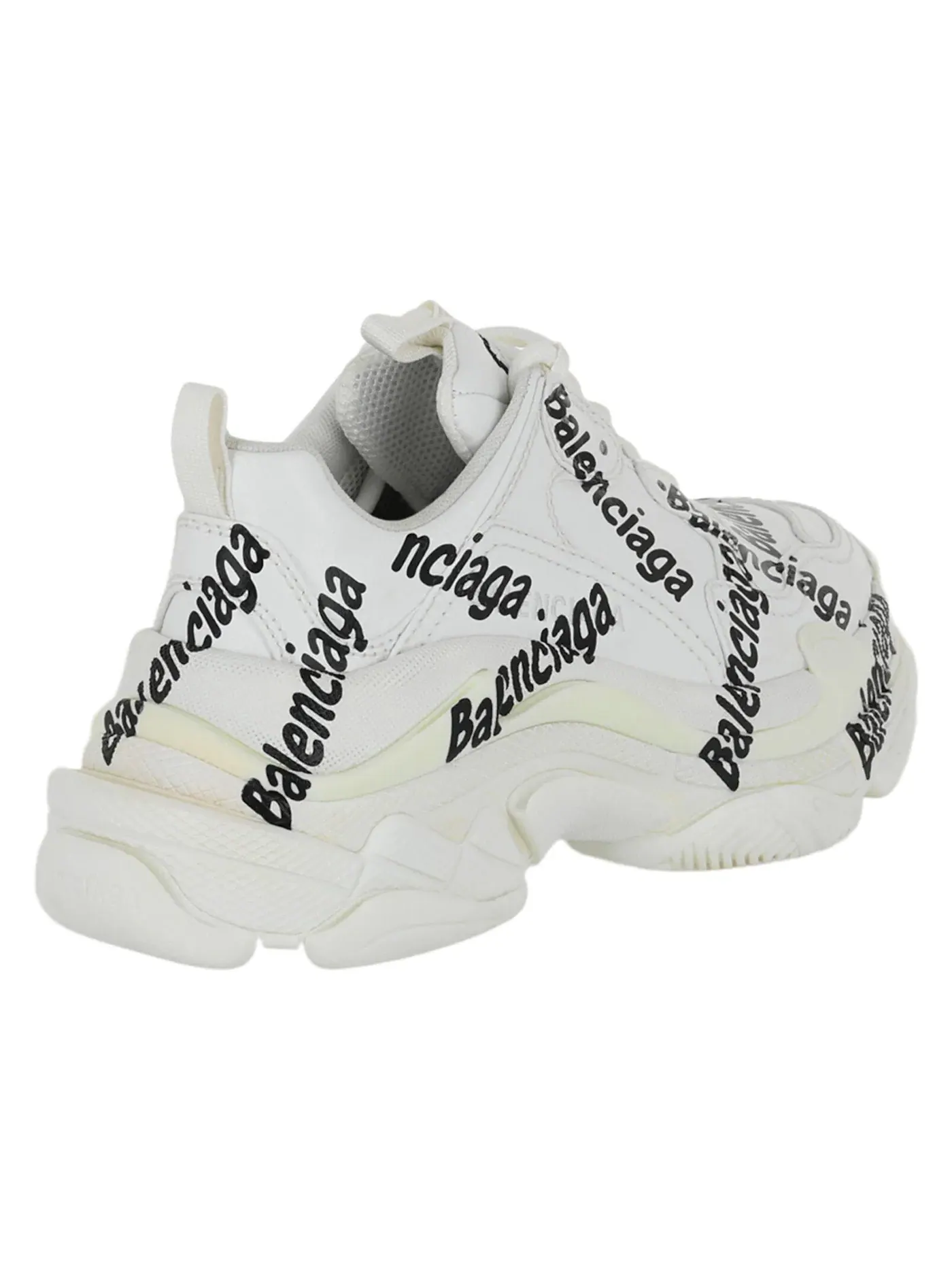 Кроссовки женские Balenciaga Triple S, с принтом Allover Logo — изображение 3 из 3, белый/черный