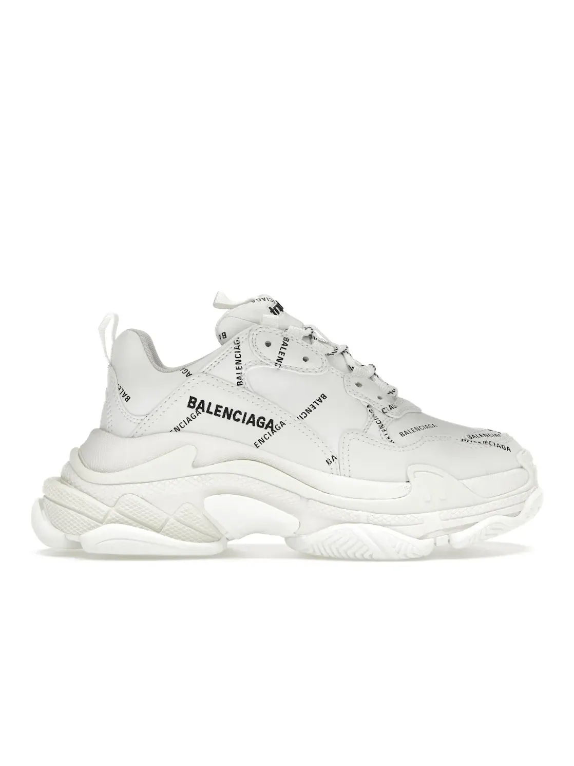 Кроссовки женские Balenciaga Triple S с принтом Allover Logo — изображение 1 из 4, белый/черный