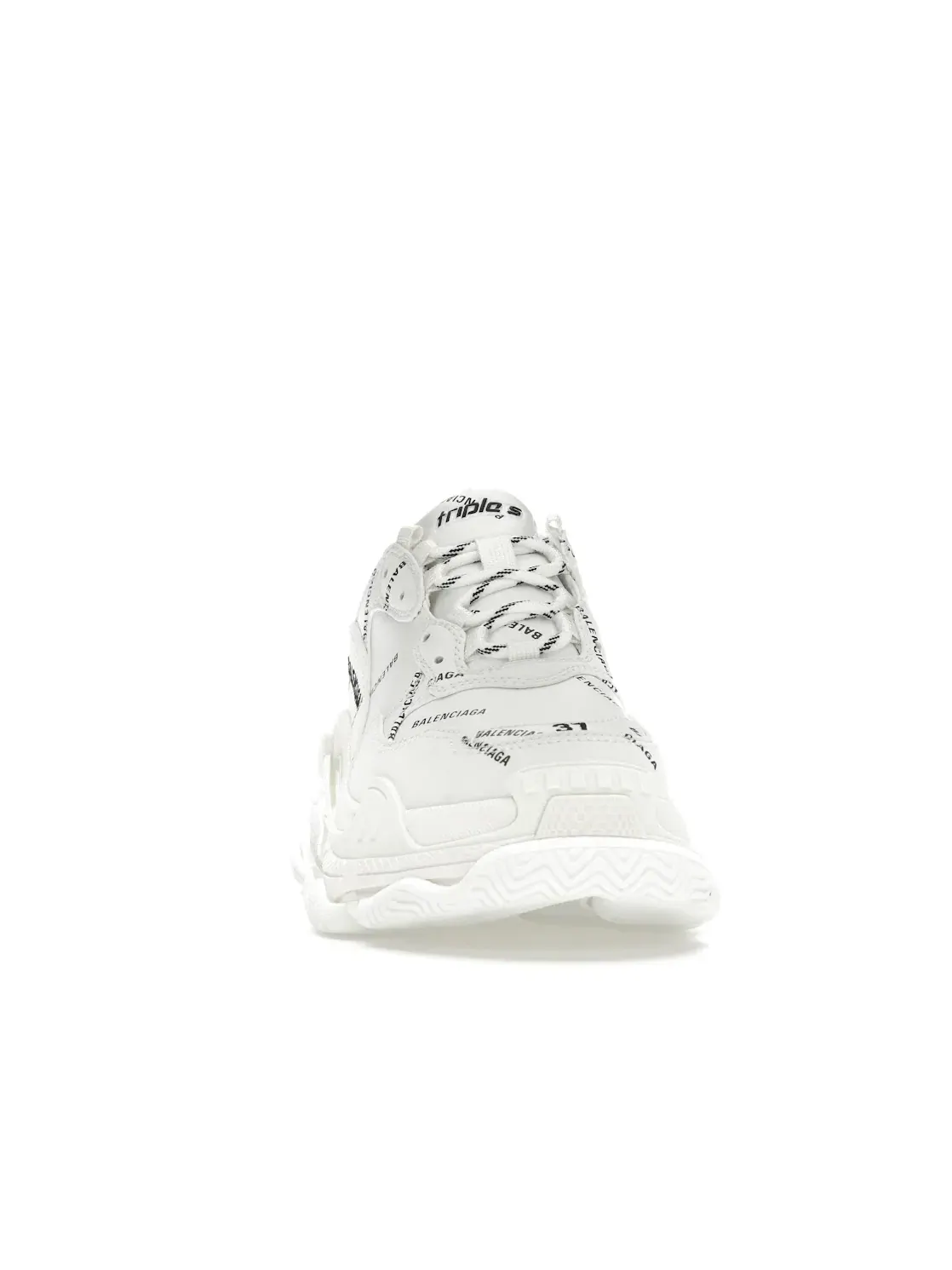 Кроссовки женские Balenciaga Triple S с принтом Allover Logo — изображение 2 из 4, белый/черный