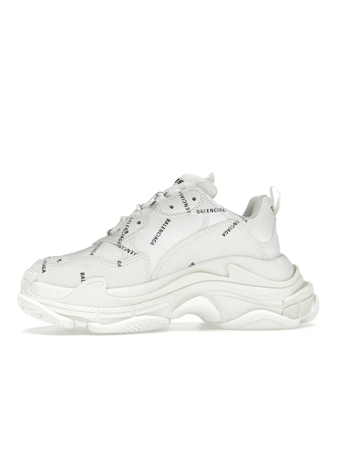 Кроссовки женские Balenciaga Triple S с принтом Allover Logo — изображение 3 из 4, белый/черный