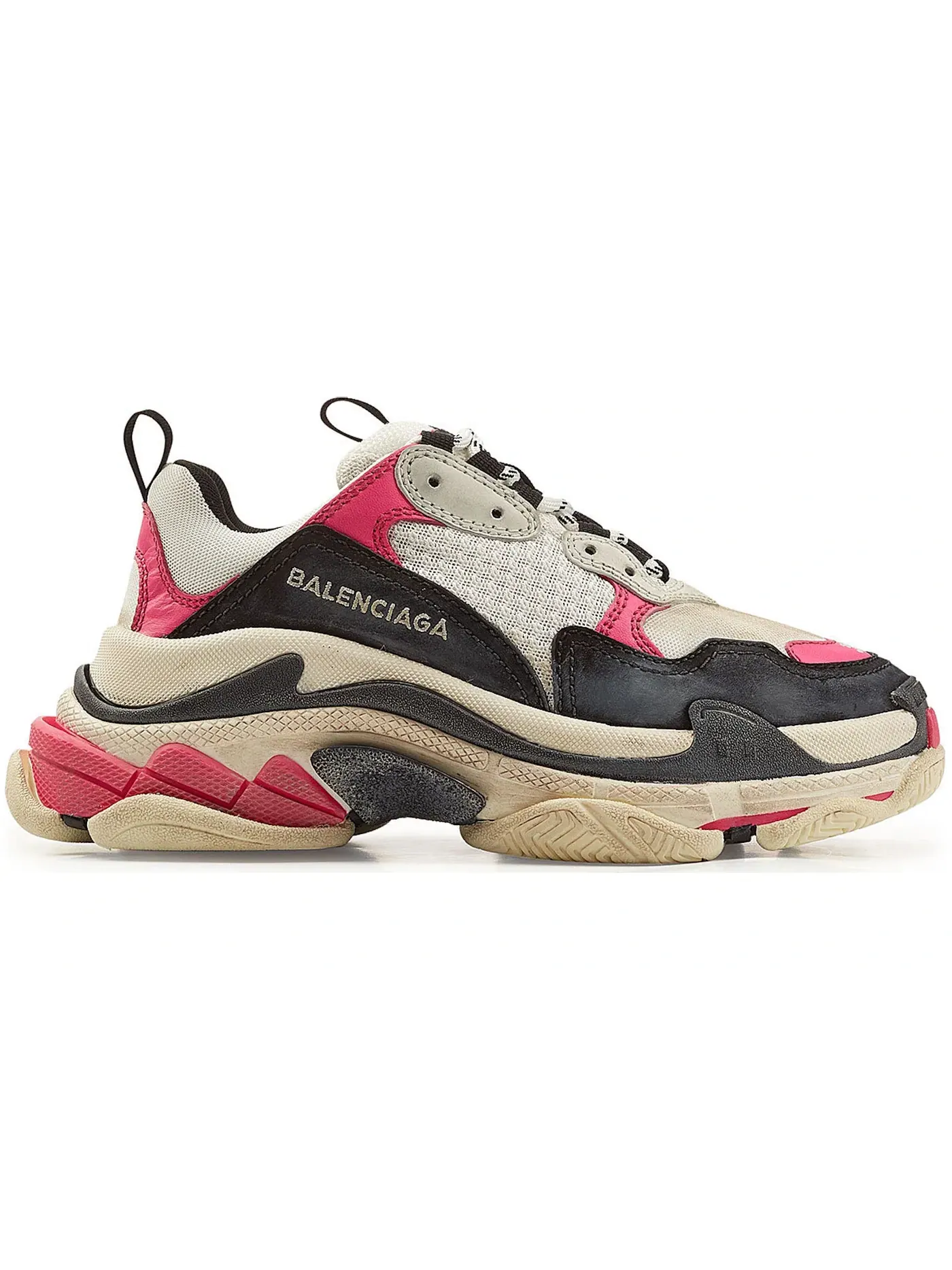 Женские кроссовки на массивной подошве Balenciaga Triple S — изображение 1 из 1, черный/розовый-белый