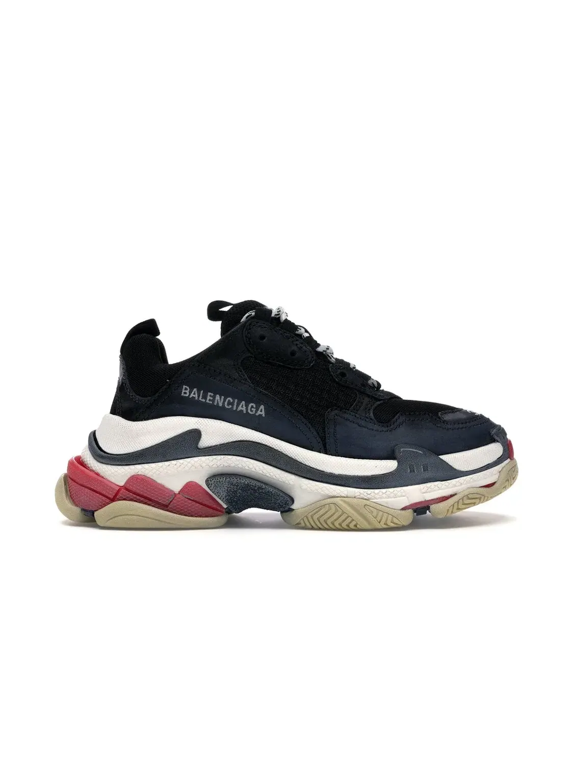 Кроссовки женские Balenciaga Triple S, массивная подошва — изображение 1 из 4, черный/белый-красный