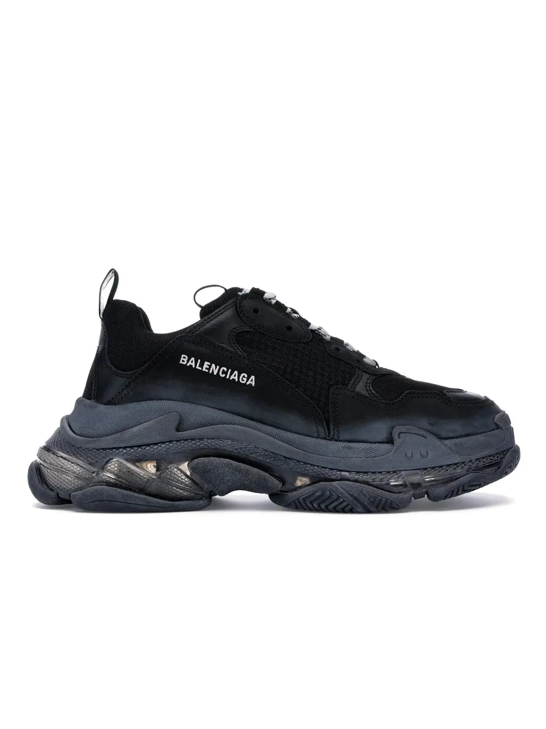 Кроссовки мужские Balenciaga Triple S Clear Sole Черные — изображение 1 из 4, черный/черный