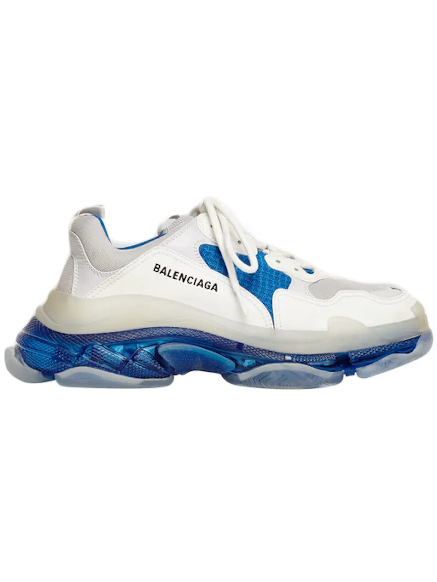 Кроссовки женские Balenciaga Triple S Clear Sole, с прозрачной подошвой — изображение 1 из 1, белый/синий