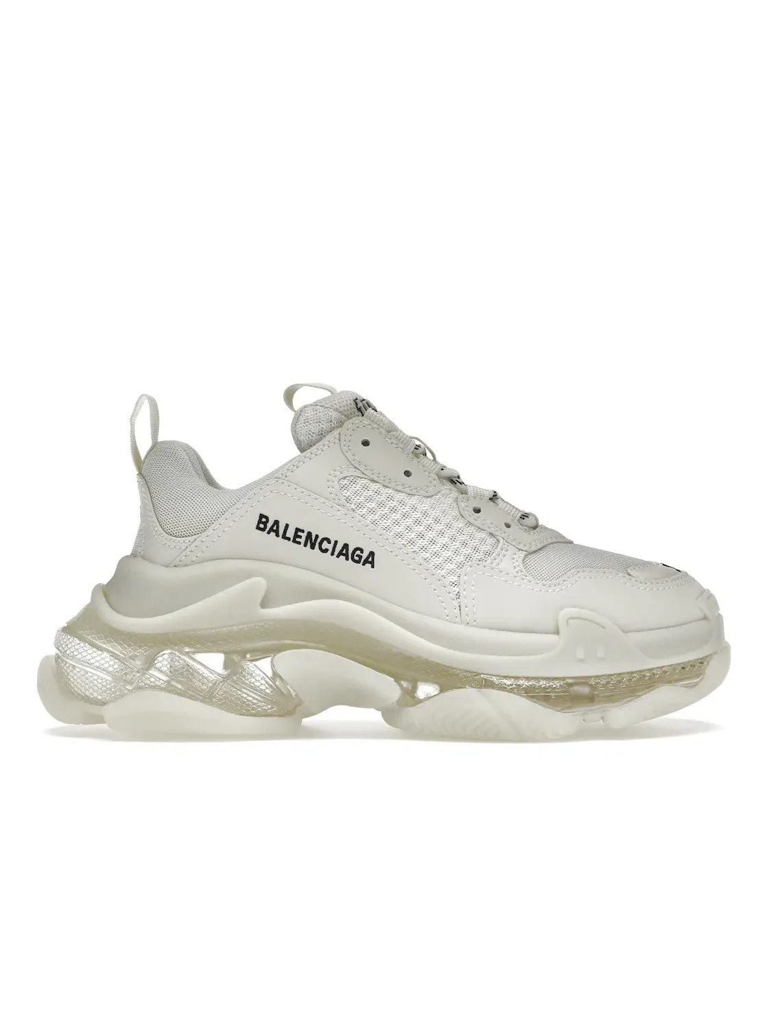 Кроссовки женские Balenciaga Triple S Clear Sole Светло-бежевые с прозрачной подошвой — изображение 1 из 4, бежевый