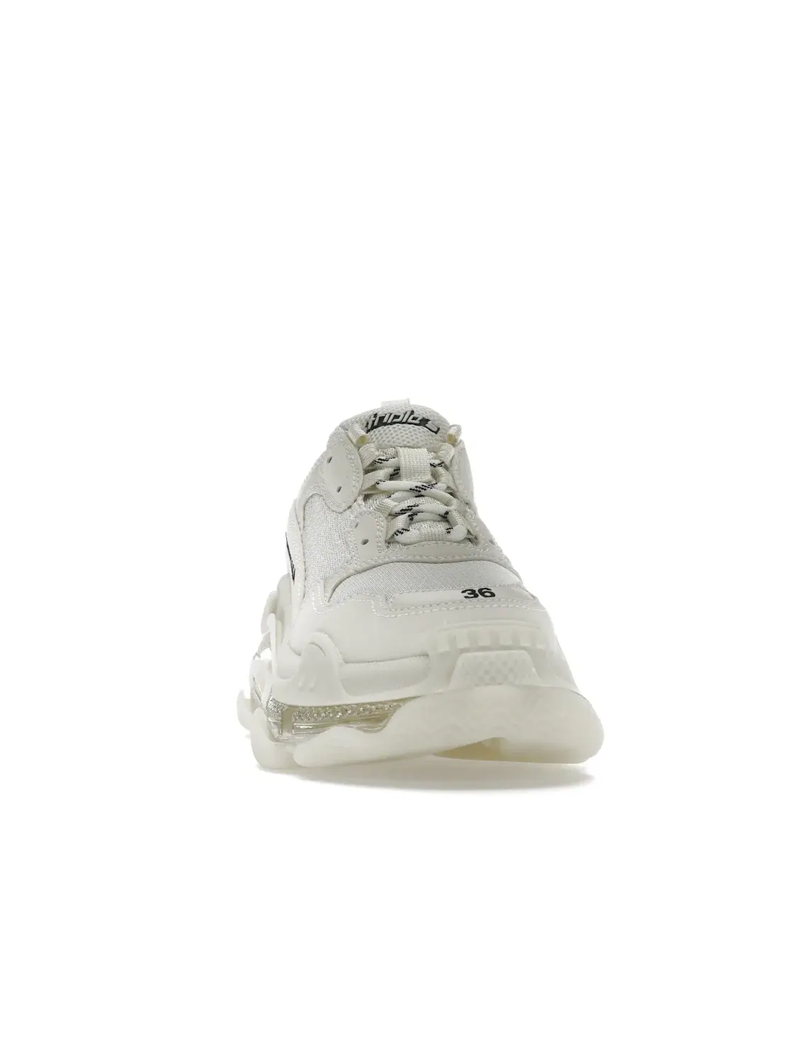 Кроссовки женские Balenciaga Triple S Clear Sole Светло-бежевые с прозрачной подошвой — изображение 2 из 4, бежевый