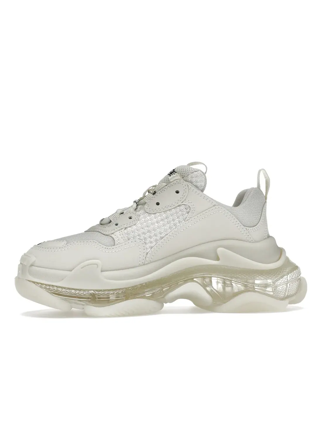 Кроссовки женские Balenciaga Triple S Clear Sole Светло-бежевые с прозрачной подошвой — изображение 3 из 4, бежевый