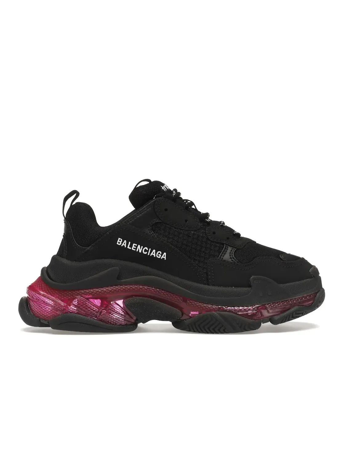 Кроссовки женские Balenciaga Triple S, с прозрачной подошвой — изображение 1 из 4, черный/розовый