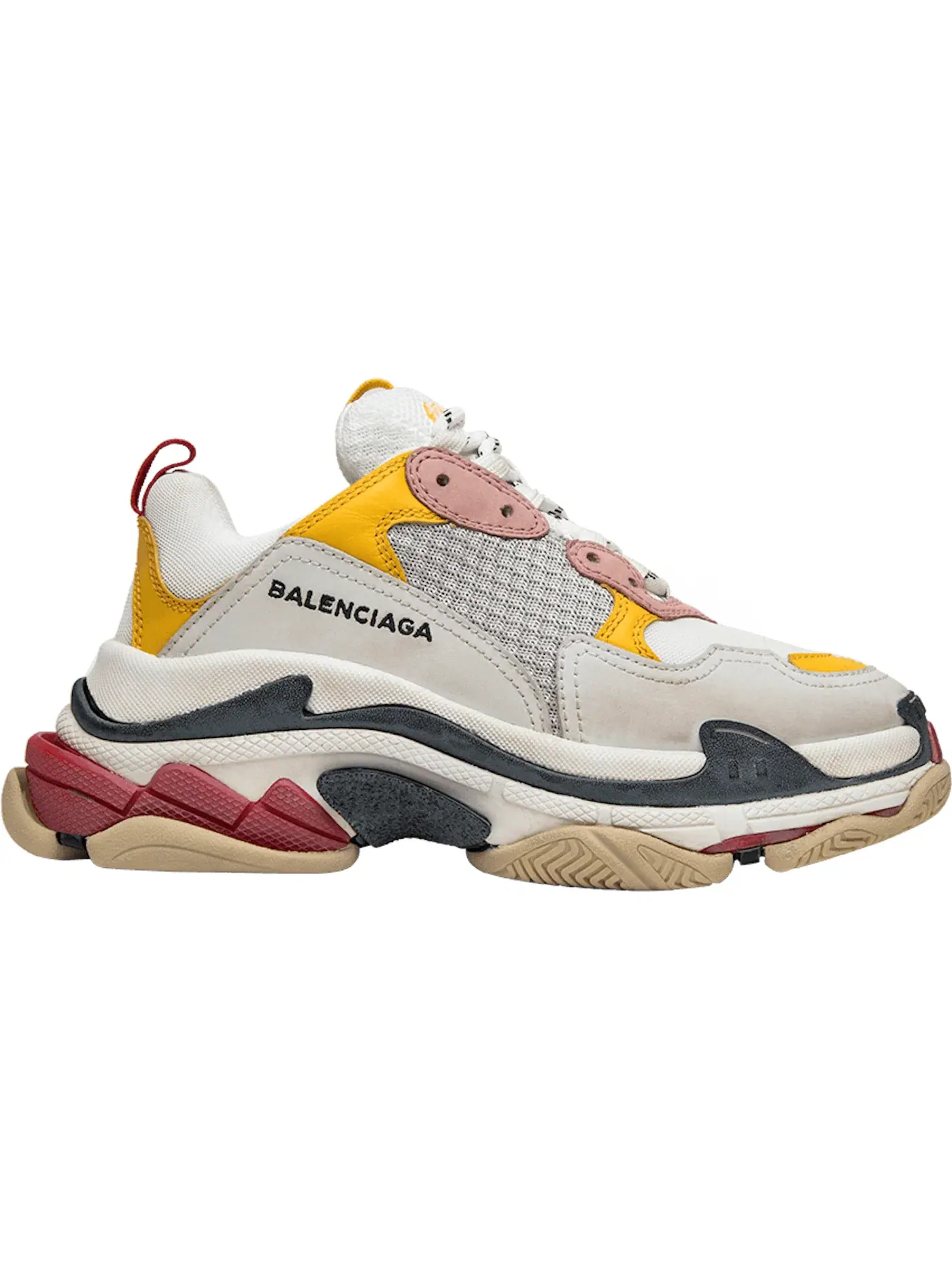 Кроссовки женские Balenciaga Triple S, с массивной подошвой — изображение 1 из 1, кремовый желтый красный