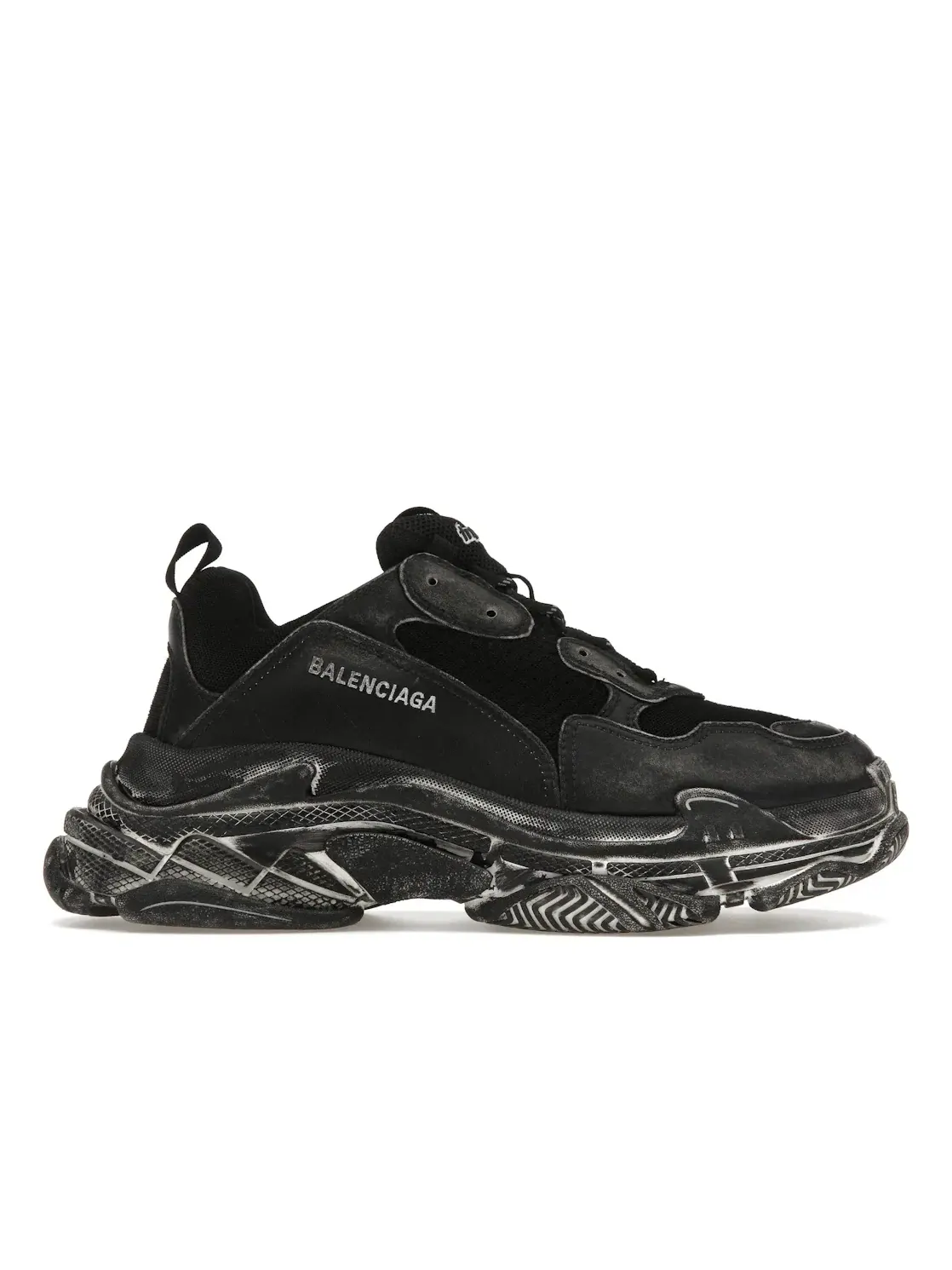 Кроссовки мужские Balenciaga Triple S Faded, состаренный эффект — изображение 1 из 4, черный/белый