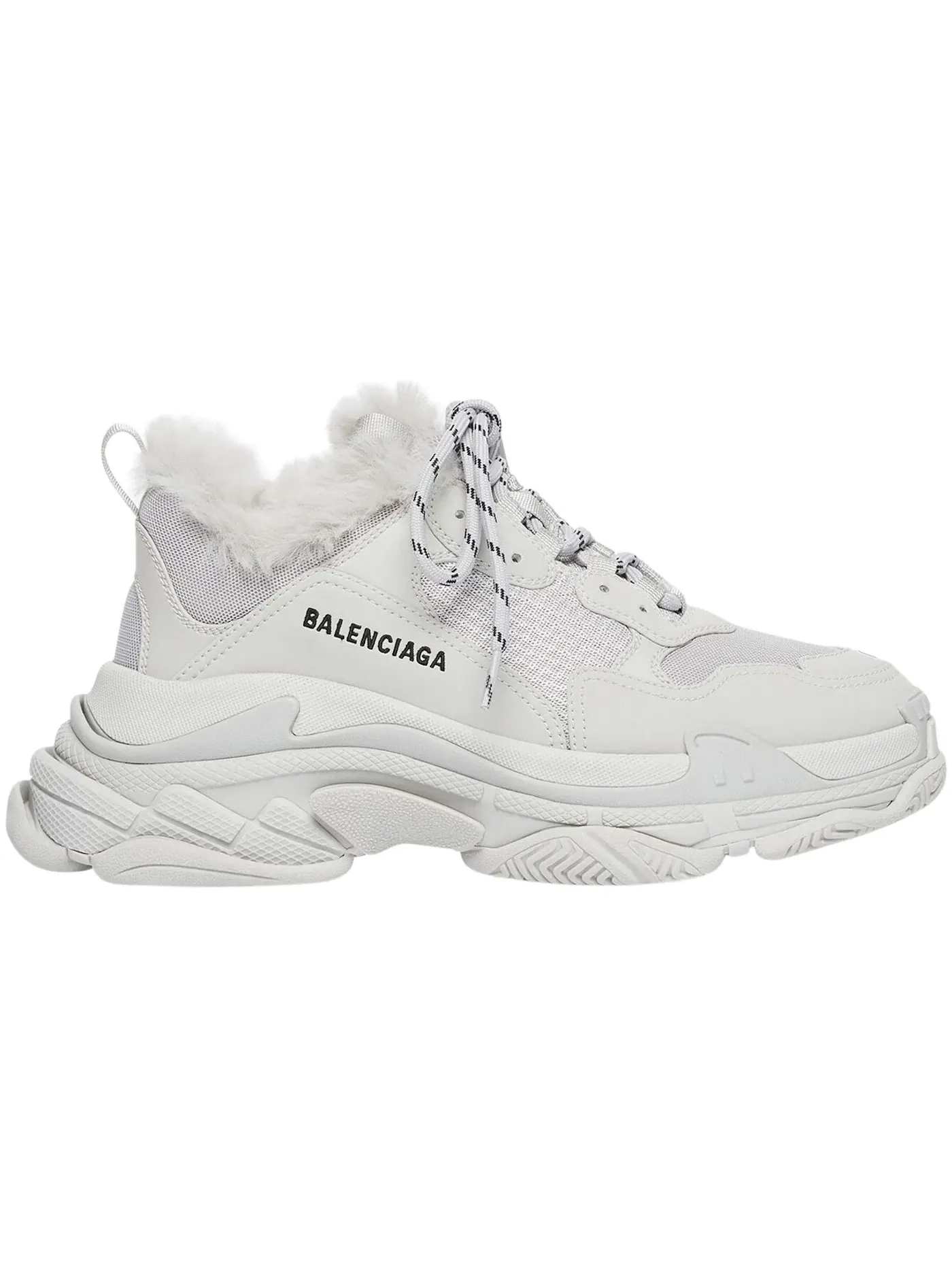 Кроссовки женские Balenciaga Triple S Fake Fur — изображение 1 из 1, серый