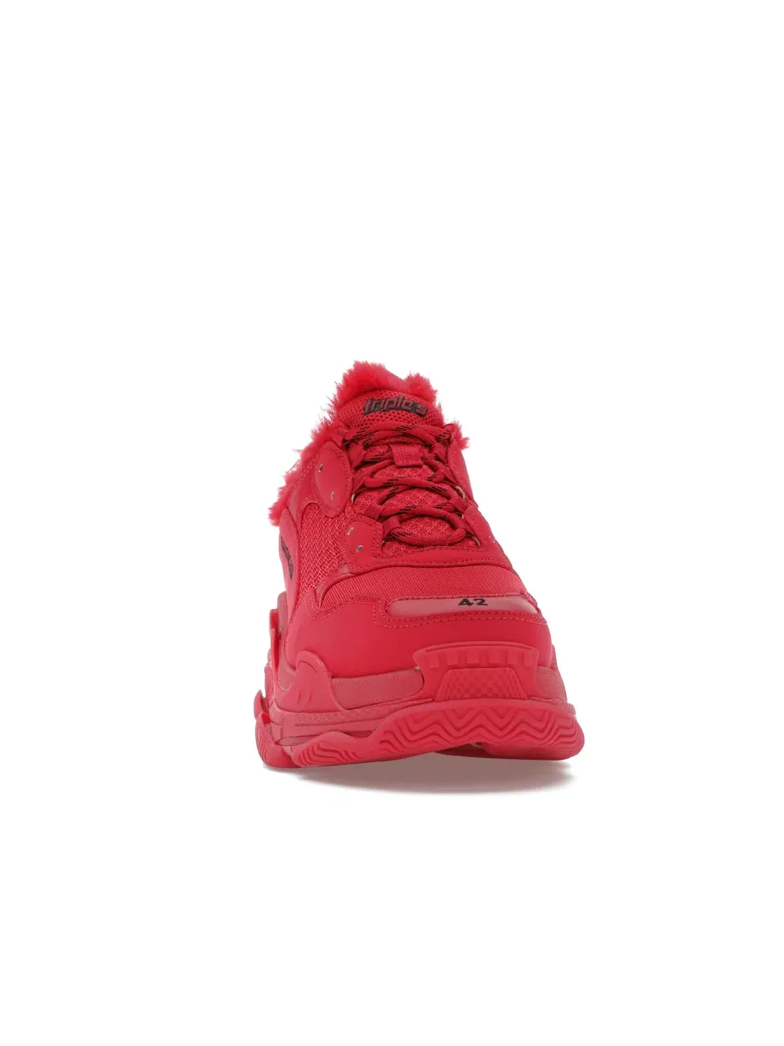 Кроссовки Balenciaga Triple S с мехом — изображение 2 из 4, бордовый