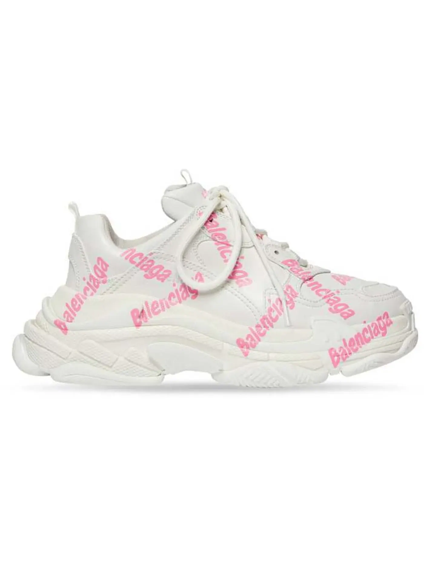 Кроссовки мужские Balenciaga Triple S Logotype Trainers, на массивной подошве — изображение 1 из 2, белый/розовый