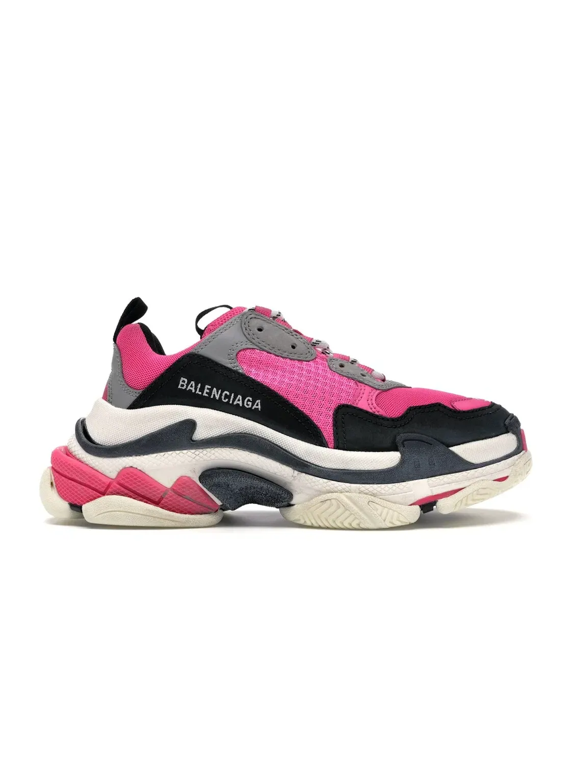 Женские кроссовки на массивной подошве Balenciaga Triple S Balenciaga — изображение 1 из 4, неоновый розовый/черный