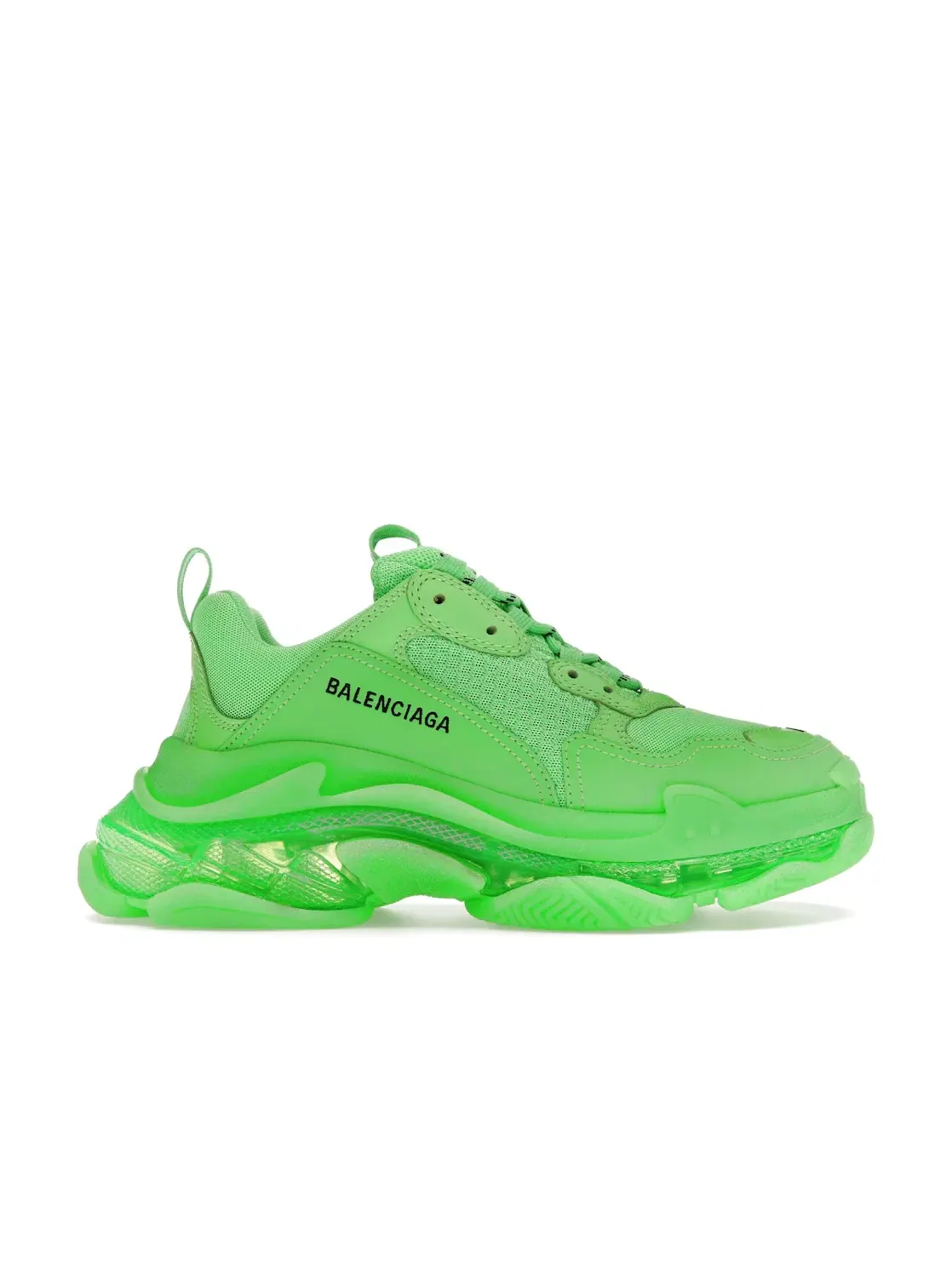 Кроссовки женские Balenciaga Triple S с прозрачной подошвой — изображение 1 из 4, зеленый