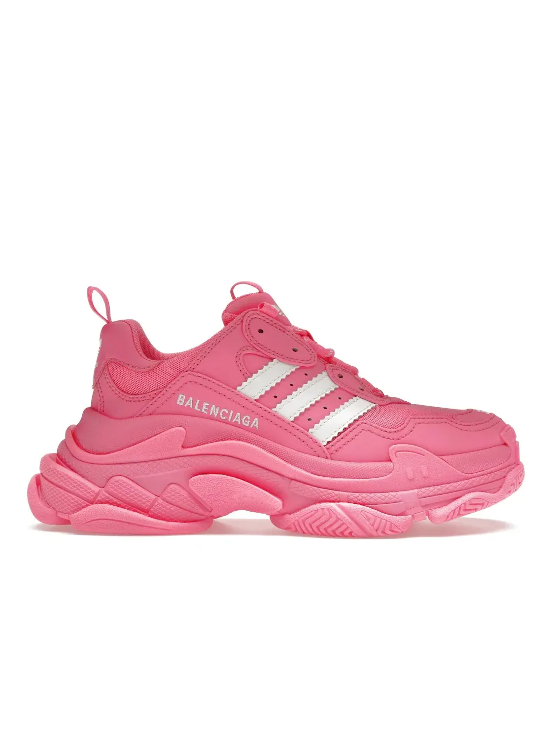 Женские кроссовки с принтом Balenciaga x Adidas Triple S — изображение 1 из 4, неоновый розовый/белый