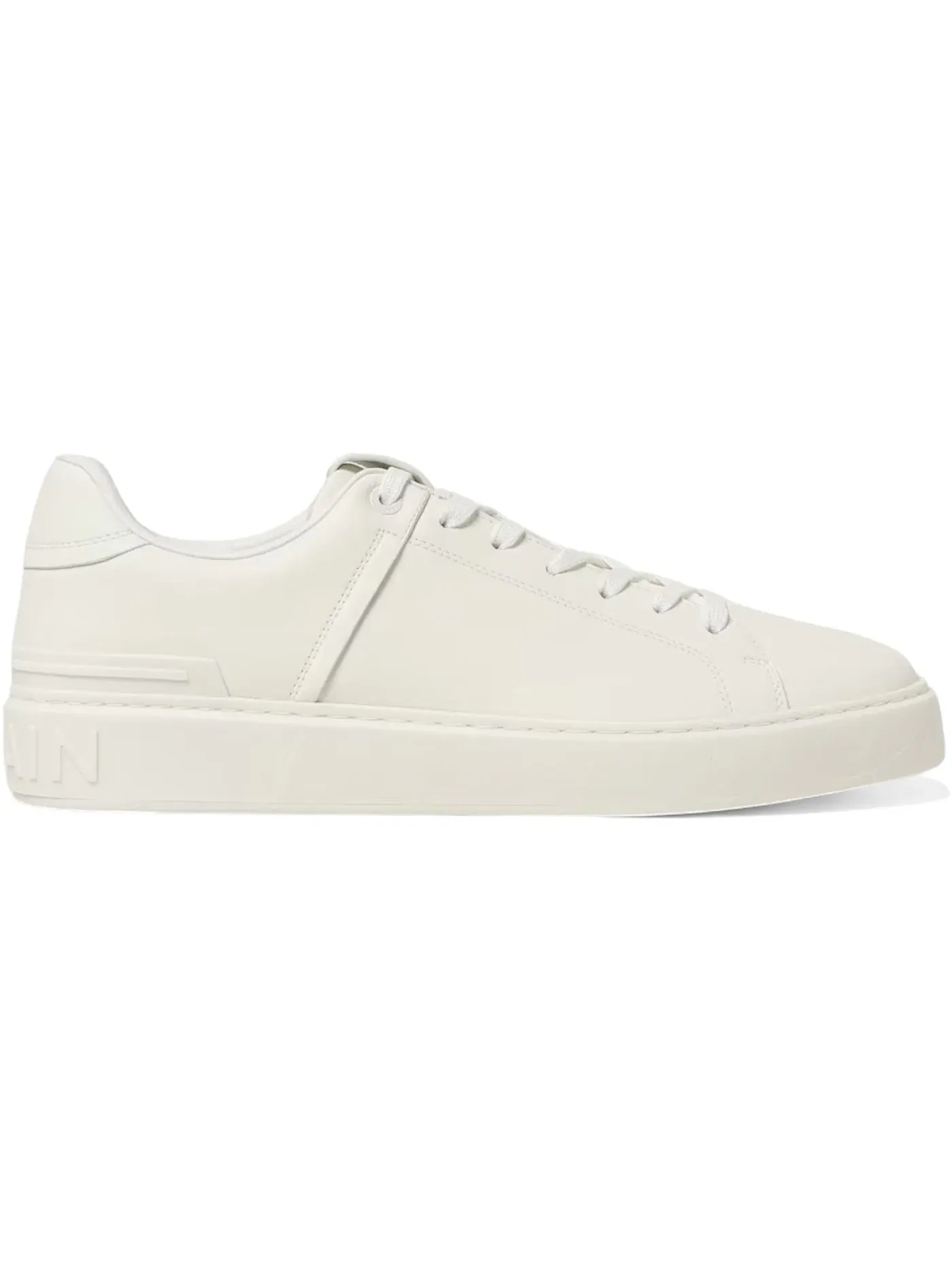 Мужские кожаные кроссовки на шнуровке Balmain B-Court Lace-Up Trainers — изображение 1 из 1, белый