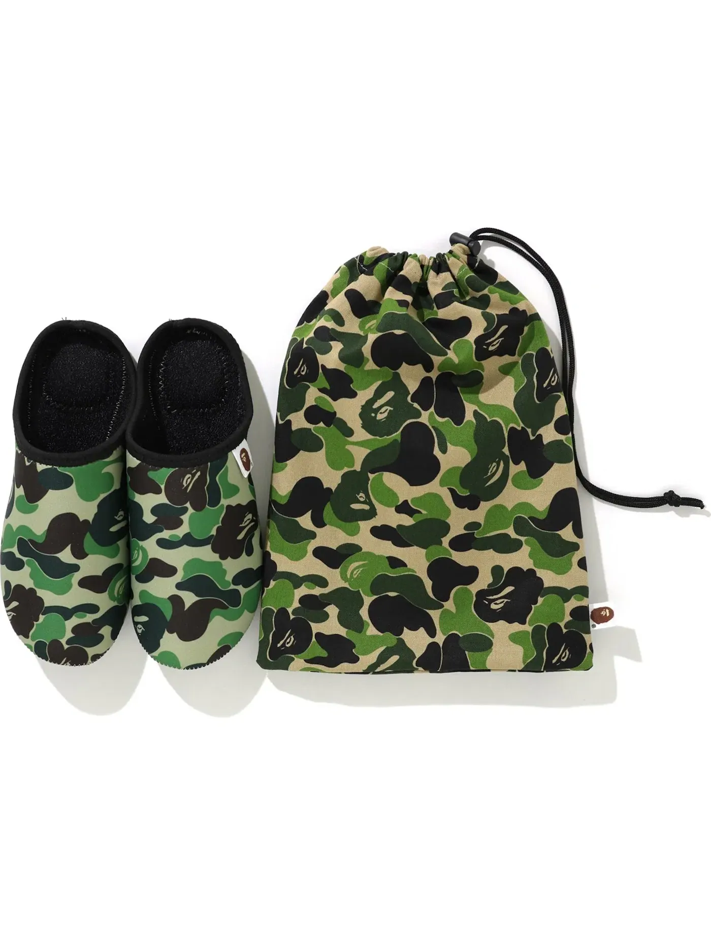 Мужские тапочки-слайды с сумкой BAPE Set — изображение 1 из 2, зеленый