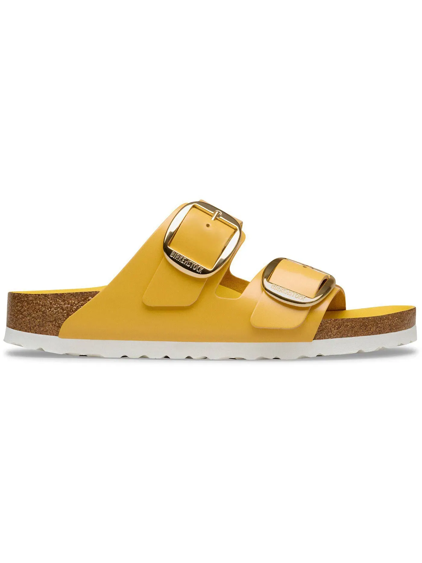 Мужские сандалии с большой пряжкой Birkenstock Arizona Big Buckle Natural Leather Patent, High-Shine Ochre