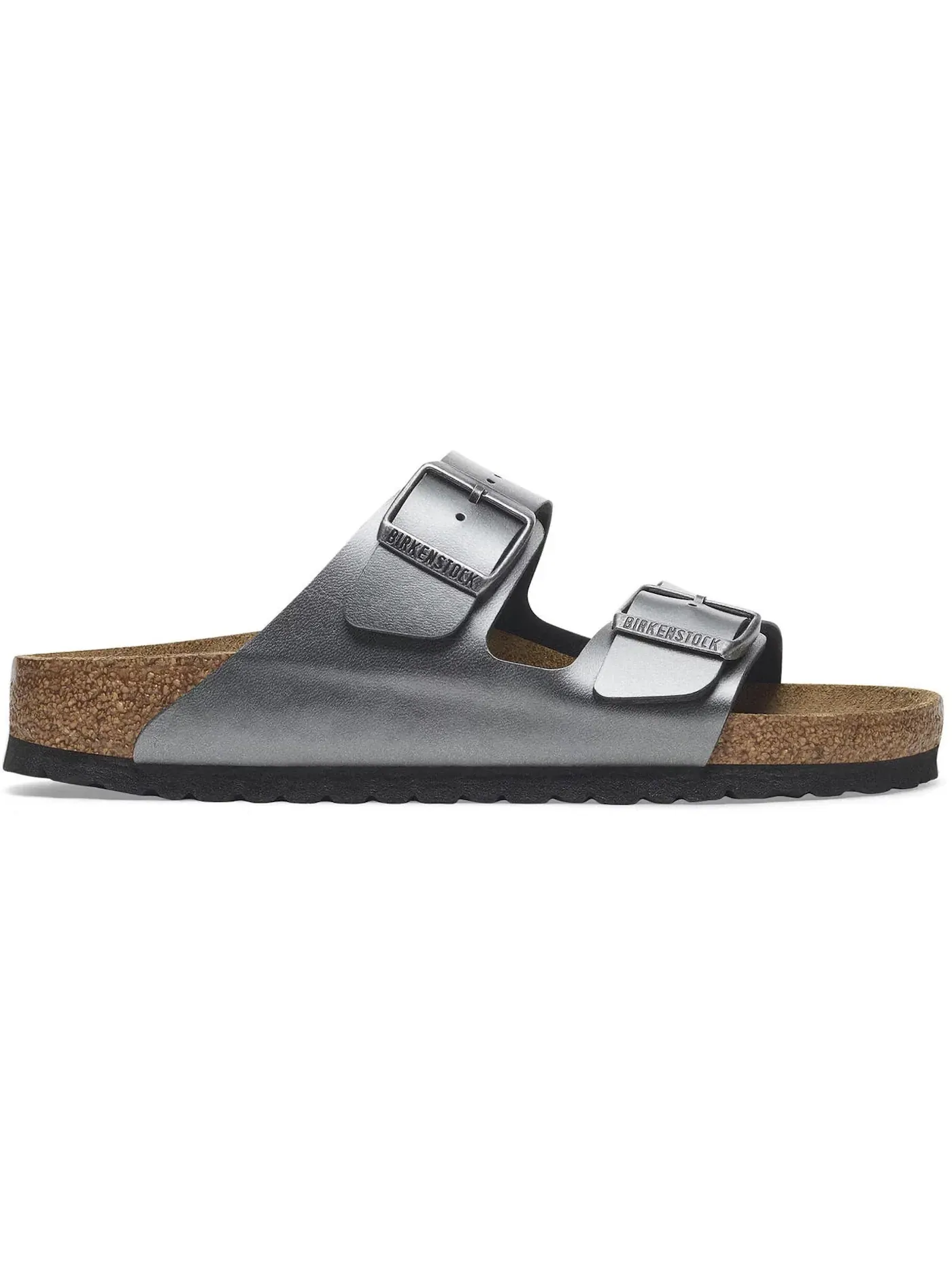 Женские сандалии с двумя ремнями Birkenstock Arizona Birko-Flor — изображение 1 из 1, металлик черный
