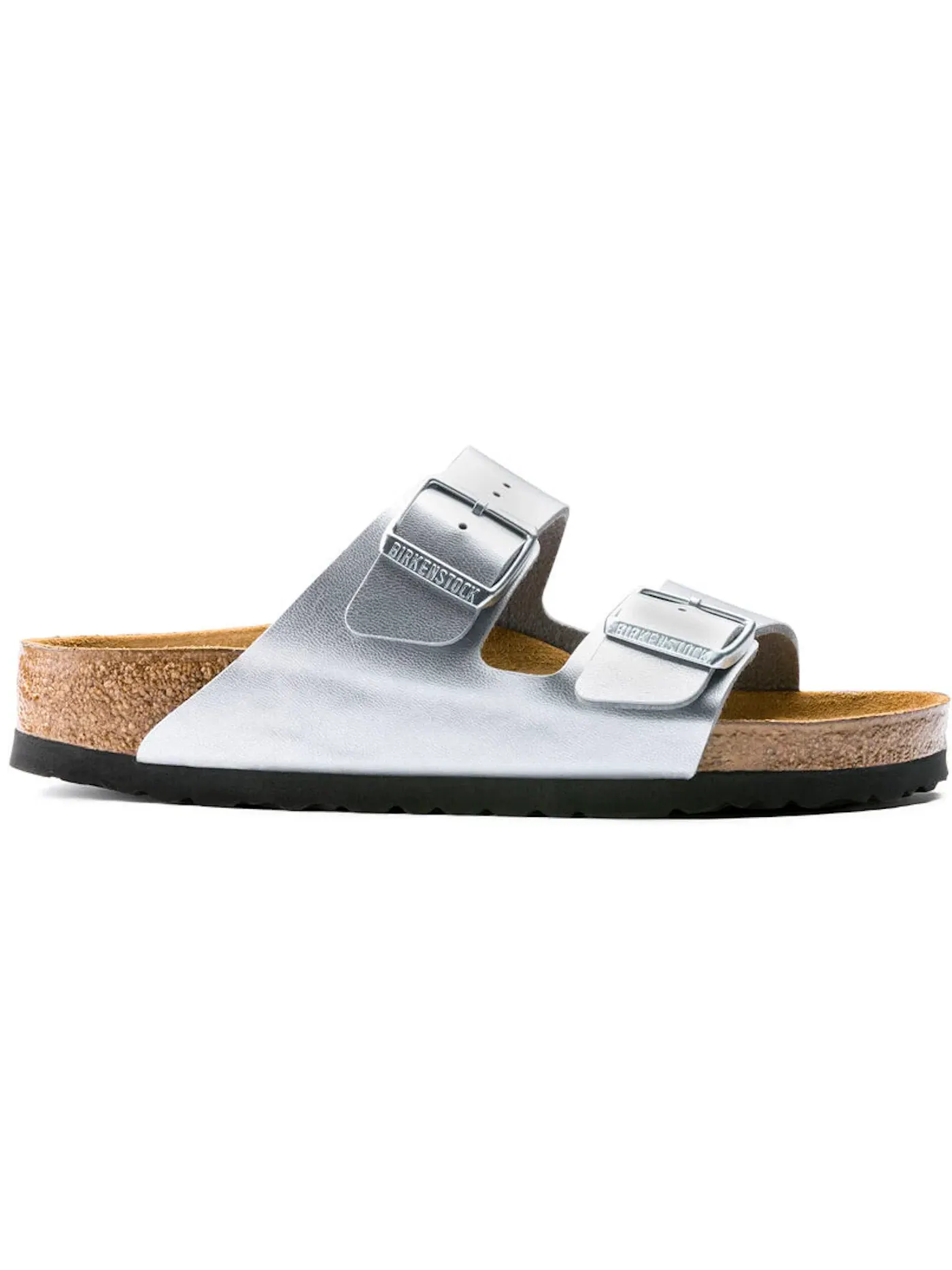 Женские сандалии с регулируемыми ремешками Birkenstock Arizona Birko-Flor — изображение 1 из 1, серебряный