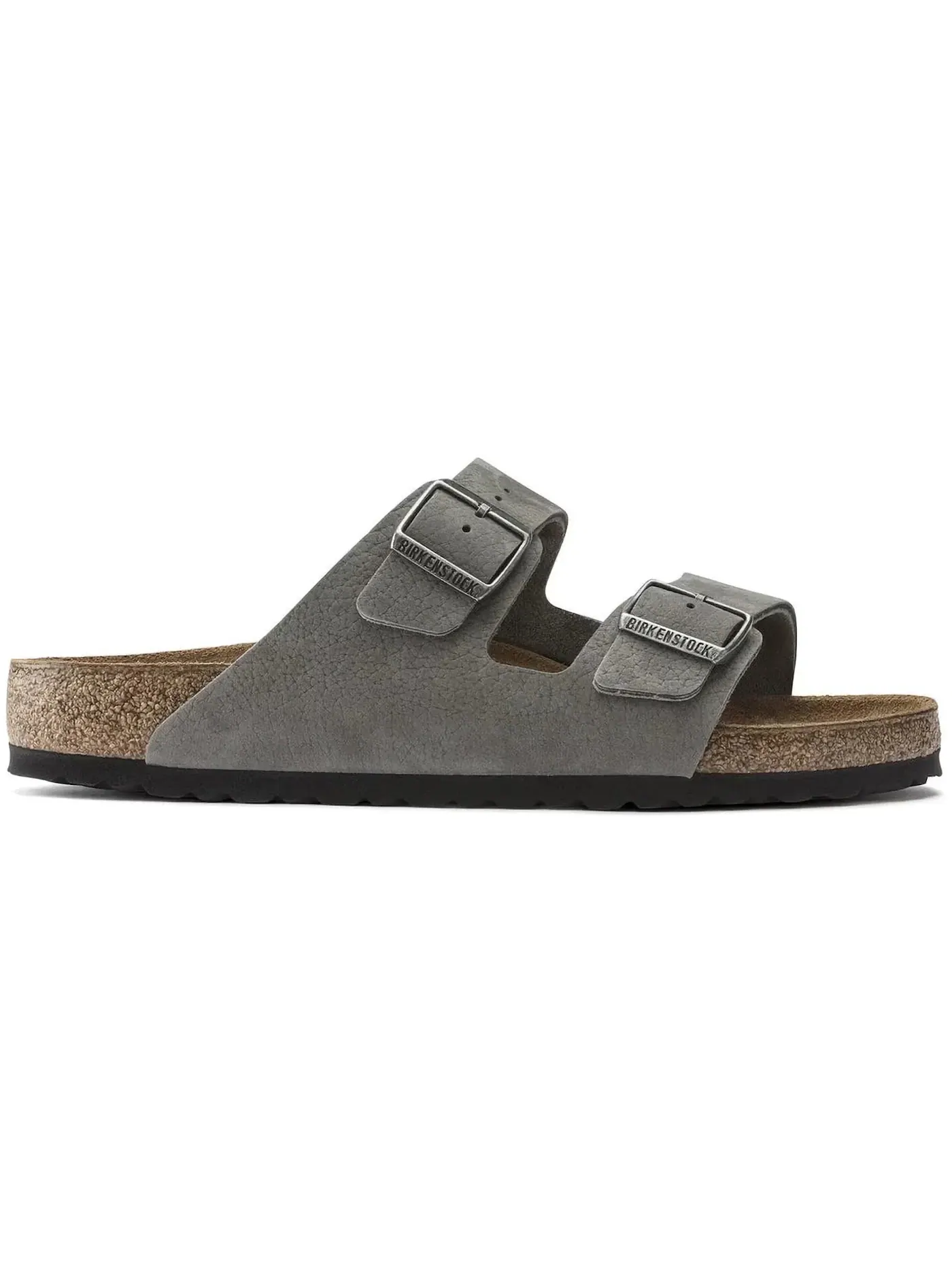 Мужские сандалии-слайды Arizona из нубука Desert Buck Whale Gray Birkenstock — изображение 1 из 1, серый