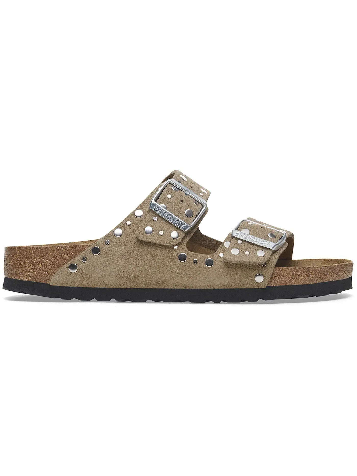 Мужские сандалии-слайды с пряжками Birkenstock Arizona Rivets Suede — изображение 1 из 1, тауп