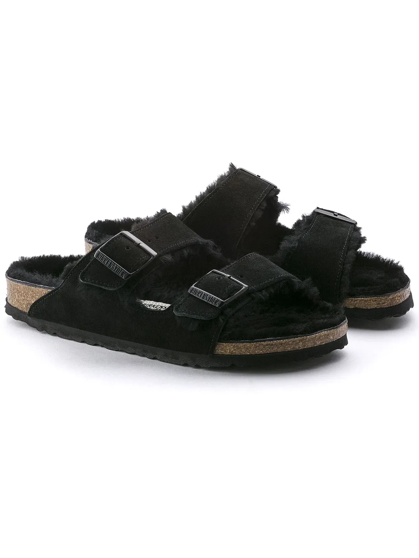 Мужские сандалии-слайды на овчине Birkenstock Arizona Shearling — изображение 2 из 3, черный