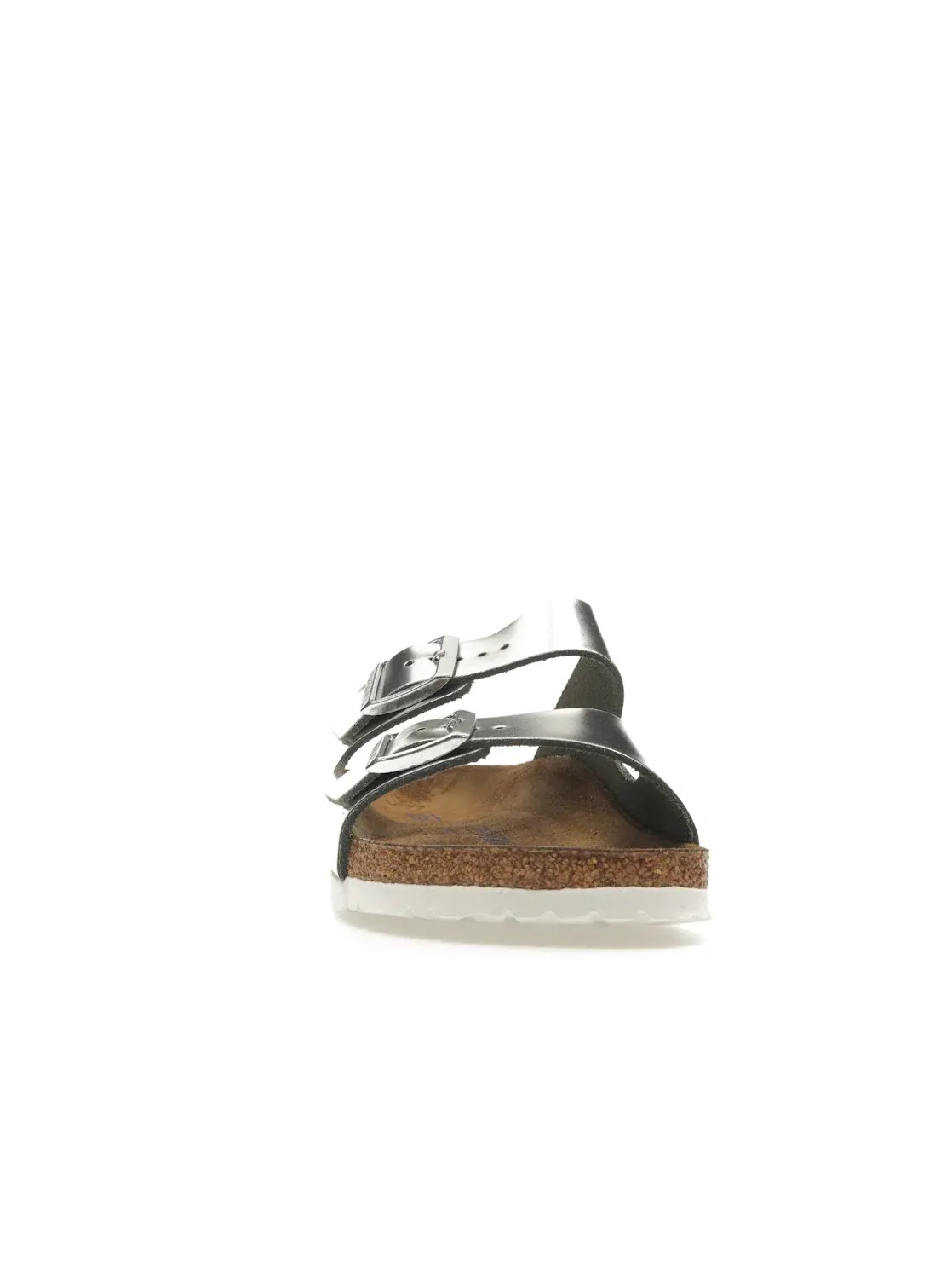Женские сандалии-слайды с мягкой стелькой Birkenstock Arizona Softbed — изображение 2 из 4, металлик серебристый
