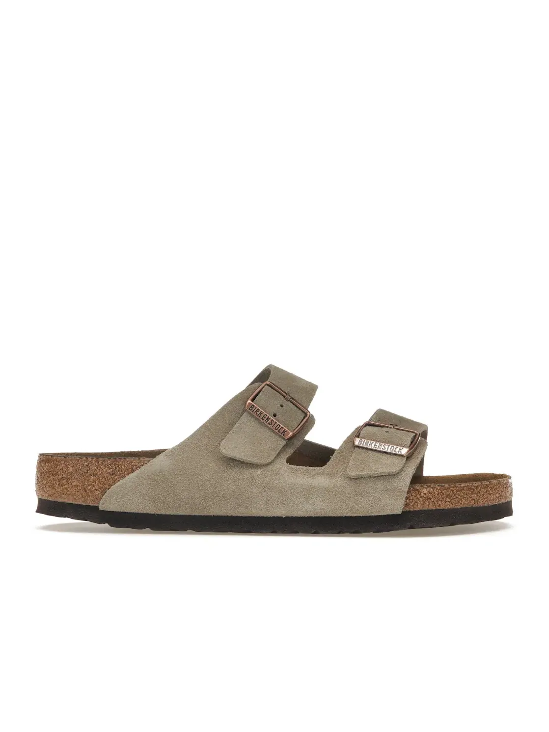 Женские сандалии-слайды на мягкой стельке Birkenstock Arizona Soft Footbed Suede — изображение 1 из 4, тауп
