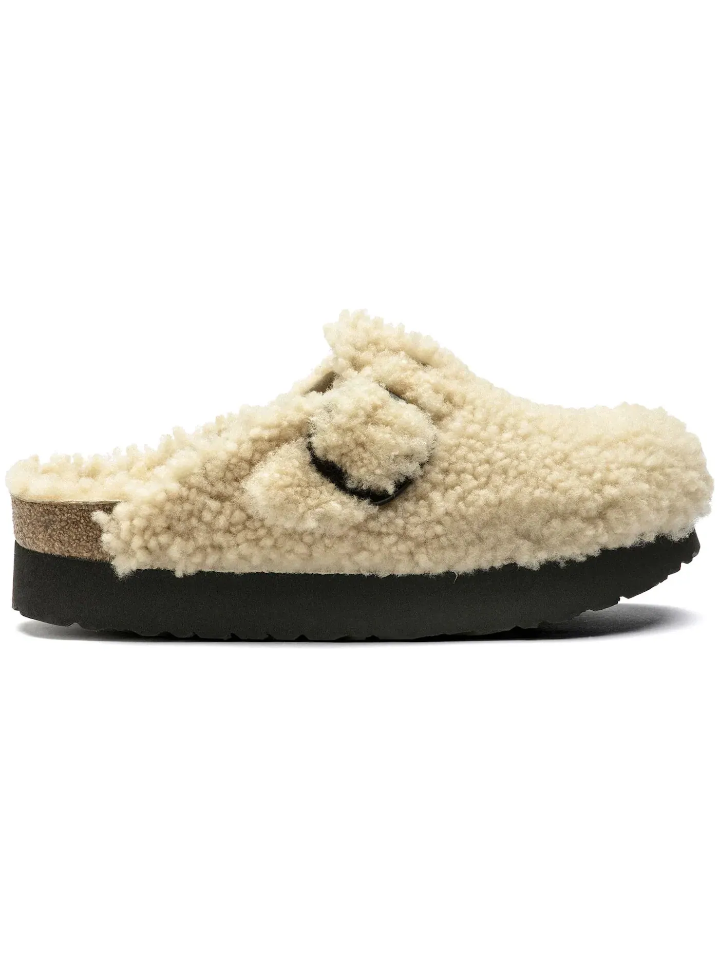 Детские клоги Birkenstock Boston Big Buckle Platform, Teddy Eggshell