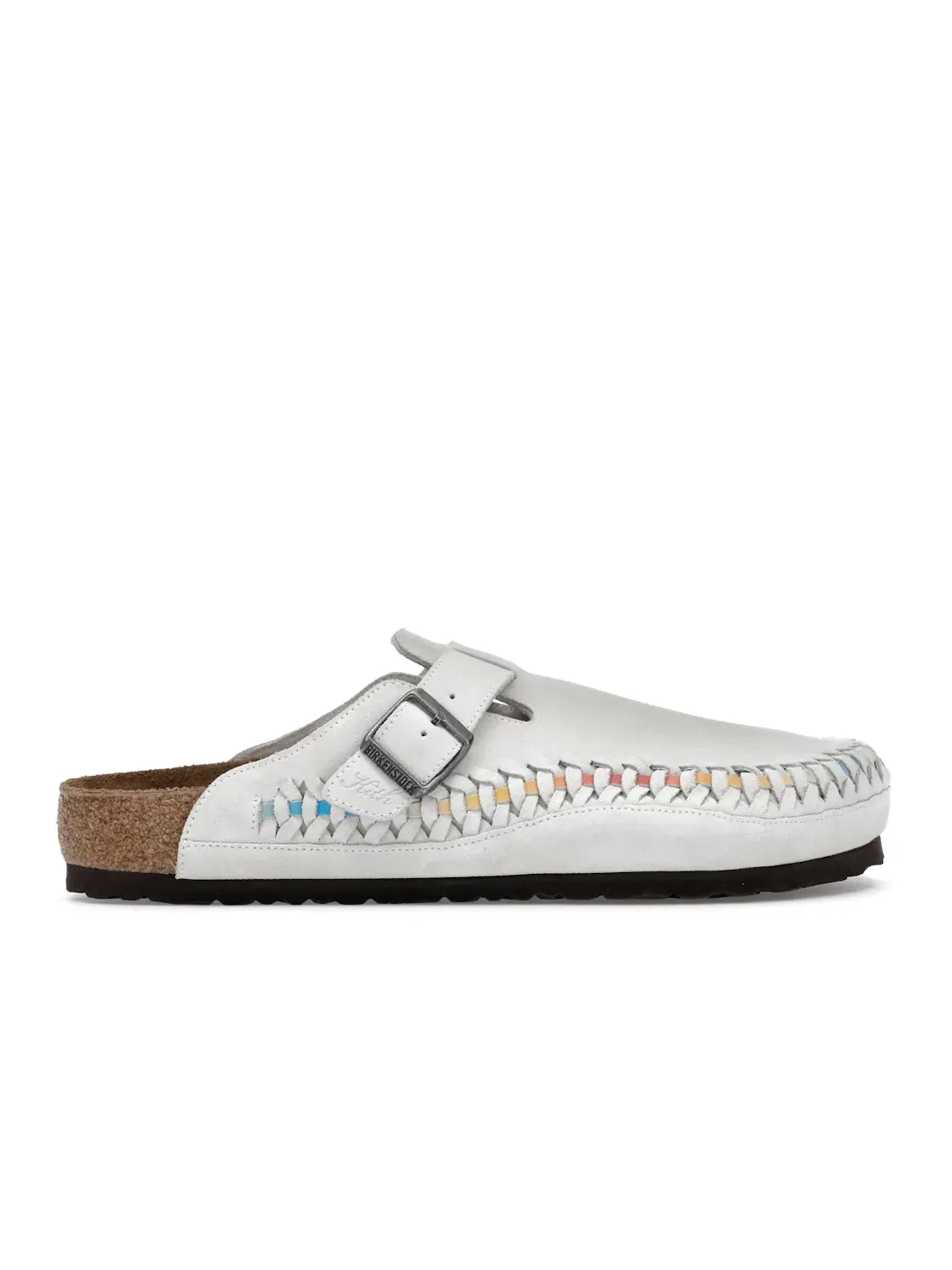 Мужские сандалии-сабо с плетеной замшей Birkenstock Boston Braided Suede — изображение 1 из 4, белый