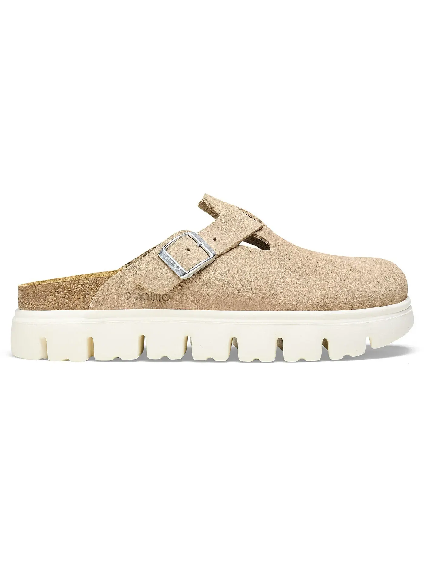 Женские клоги с пряжкой Birkenstock Boston Chunky Suede — изображение 1 из 1, песочный