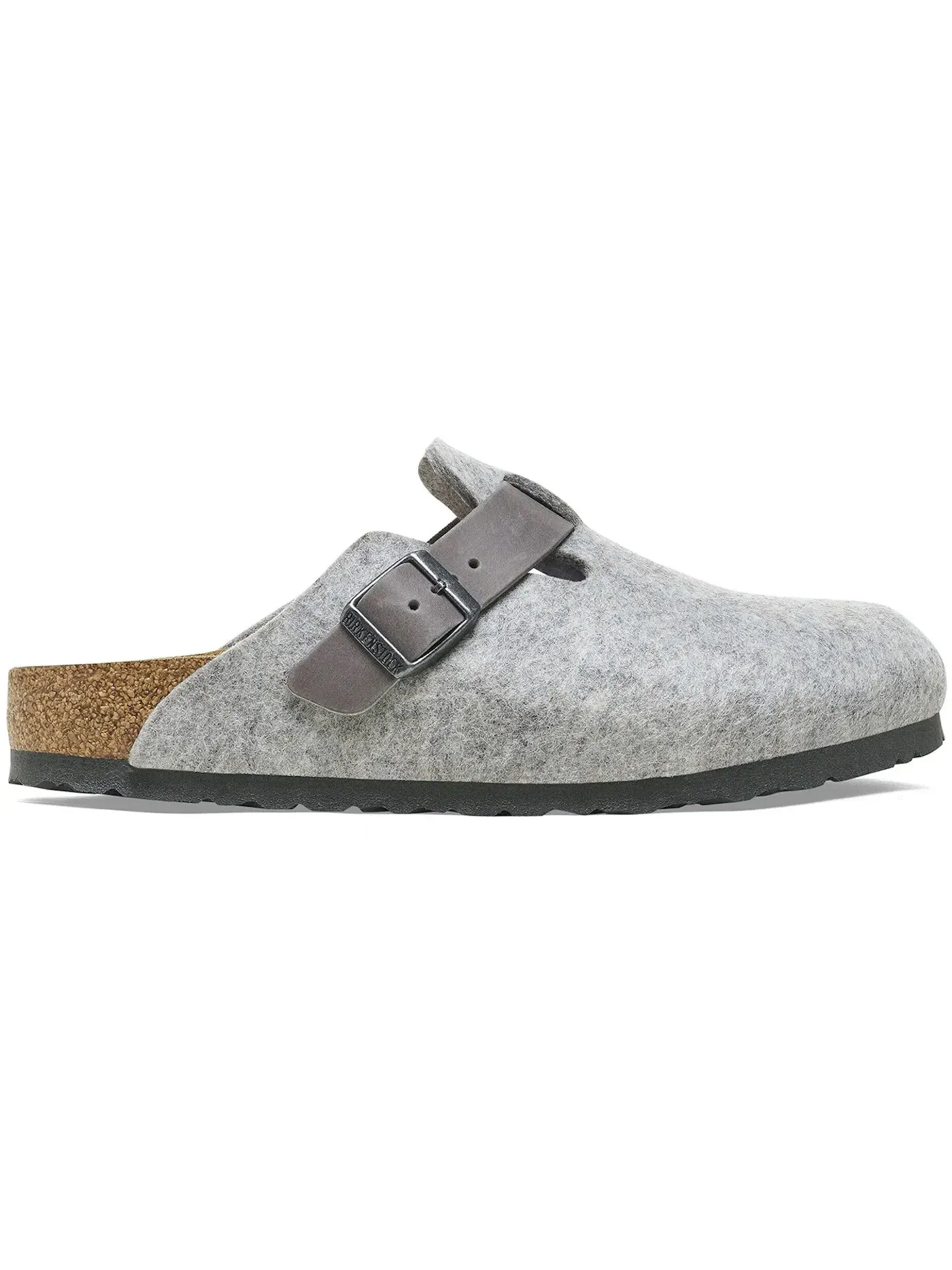 Мужские шлепанцы с войлочным верхом Birkenstock Boston Natural Leather-Felt — изображение 1 из 1, светлый серый