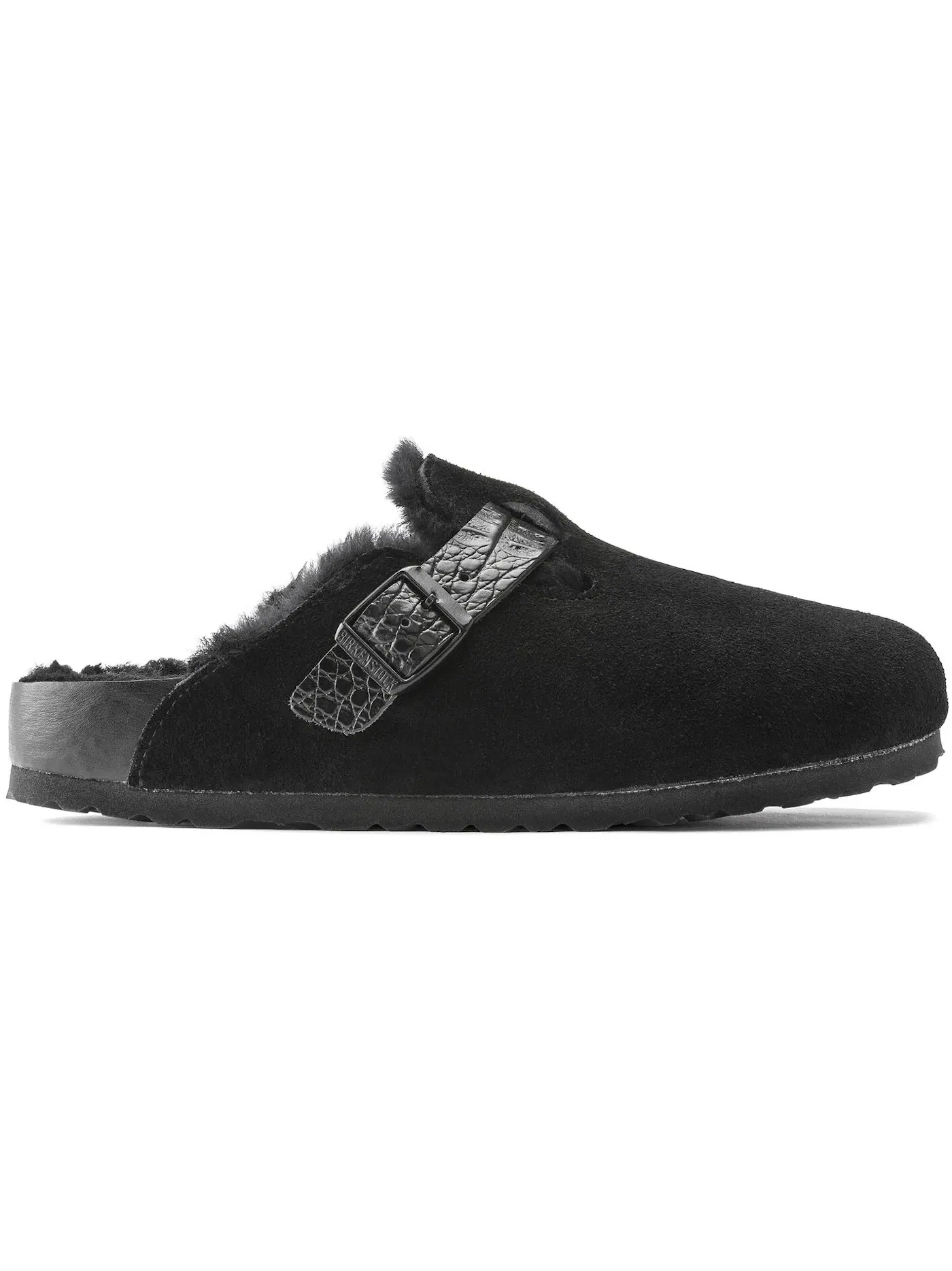 Женские сабо с мехом Boston Shearling Birkenstock — изображение 1 из 1, черный