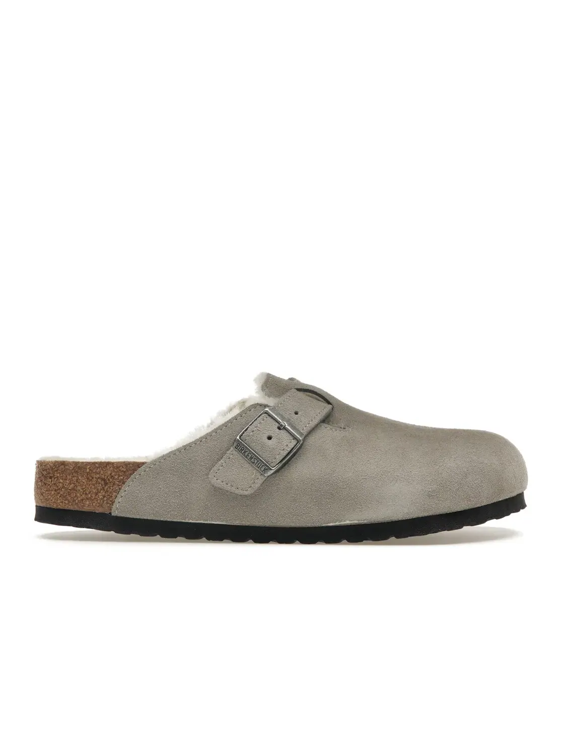 Женские клоги с длинным ворсом Birkenstock Boston Shearling — изображение 1 из 4, серый