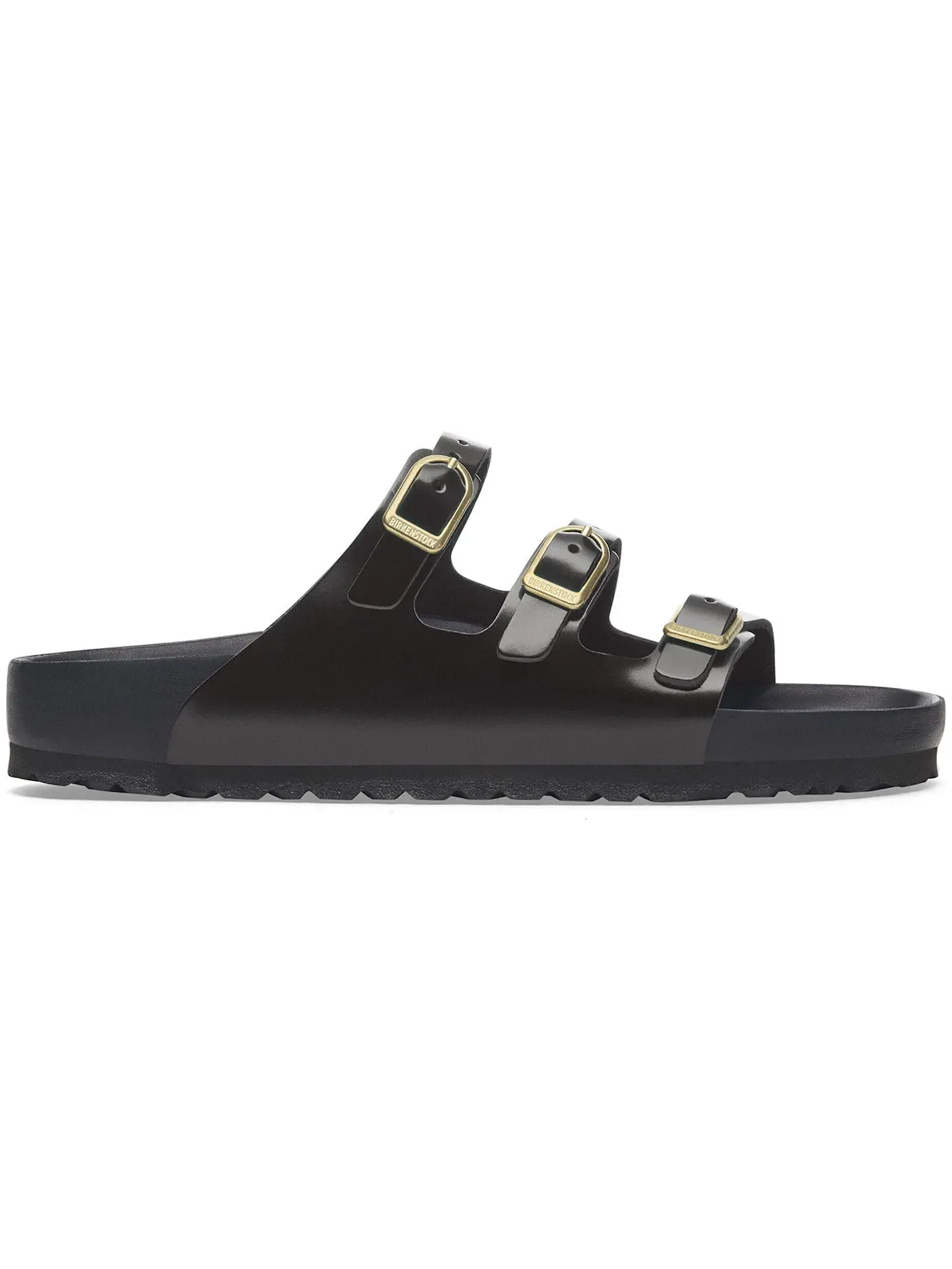Женские сандалии-слайды кожаные Birkenstock Florida Exquisite Natural Leather Patent — изображение 1 из 1, черный