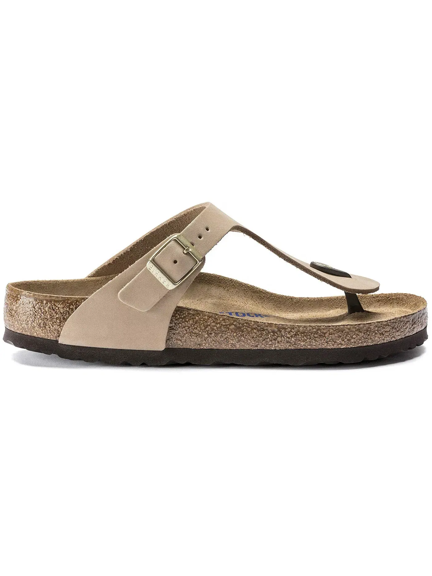 Мужские сандалии с мягкой стелькой Birkenstock Gizeh Soft Footbed Nubuck, Sandcastle — изображение 1 из 1