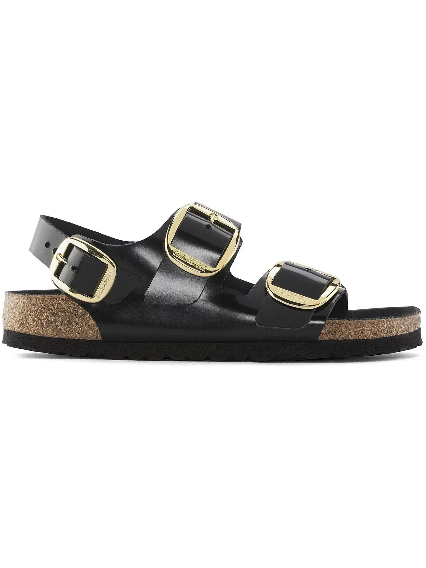 Мужские сандалии с пряжкой Birkenstock Milano Big Buckle Natural Leather Patent — изображение 1 из 1, черный