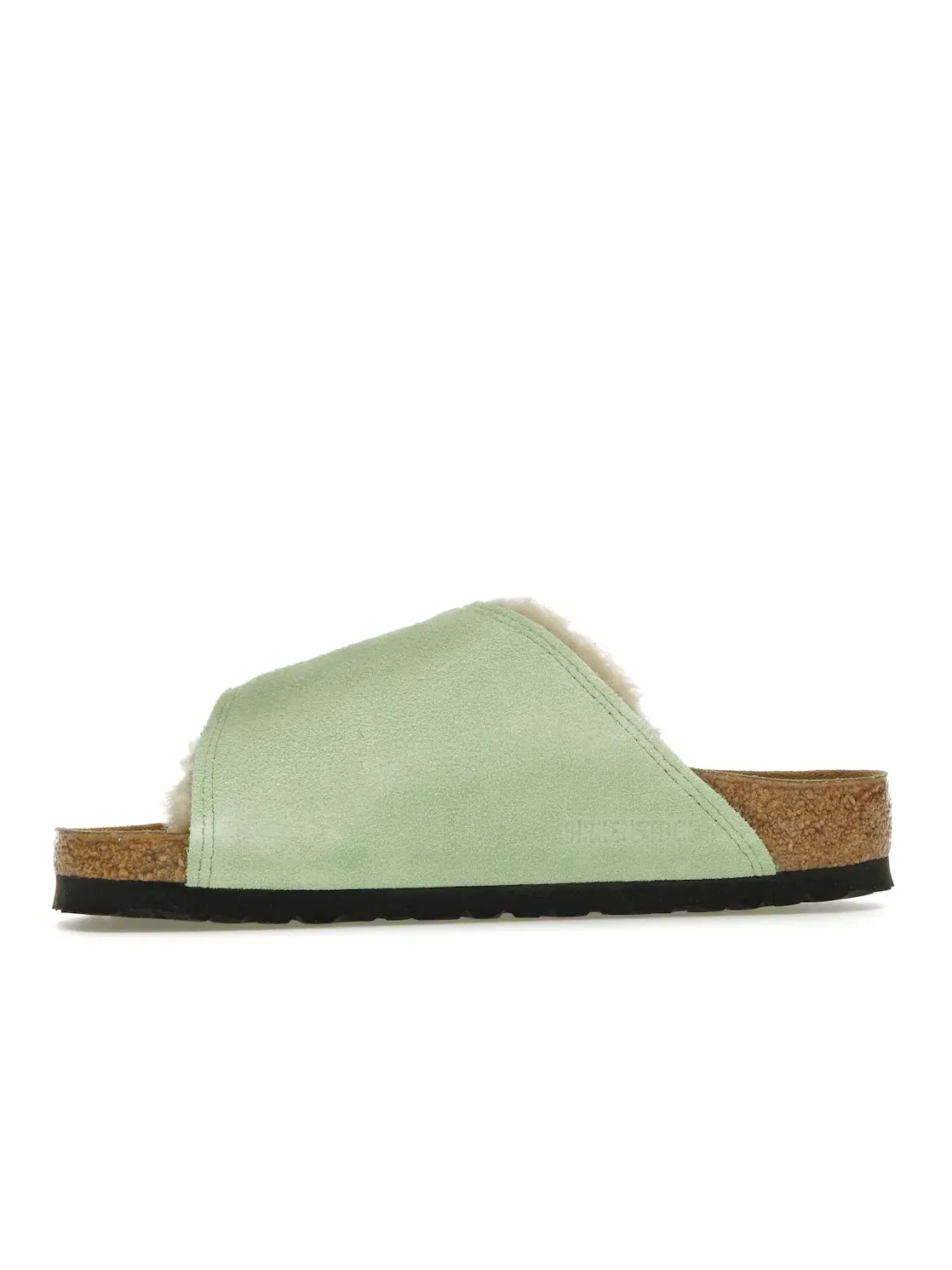 Женские сандалии-слайды с мехом Birkenstock Solana Shearling Slide — изображение 3 из 4, зеленый