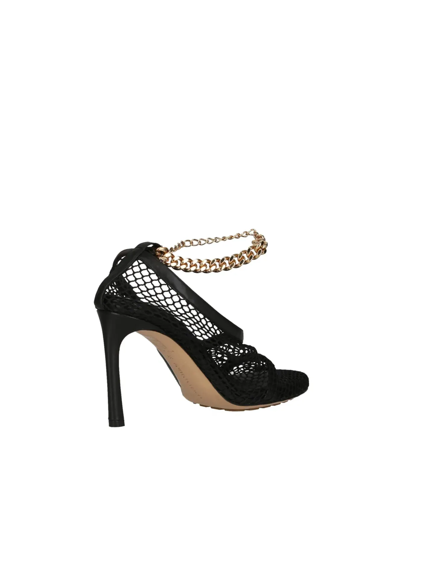 Женские босоножки с цепочкой Bottega Veneta Chain Trimmed Stretch Sandals — изображение 3 из 3, черный золотистый