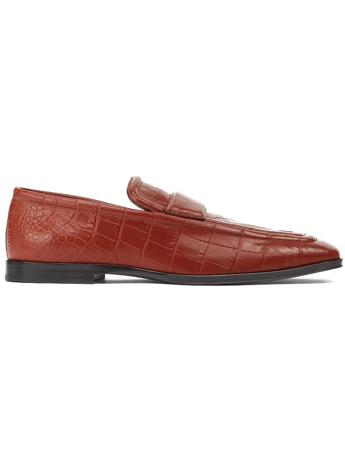 Мужские лоферы из кожи крокодиловой фактуры Bottega Veneta Croc-Effect Leather Loafer