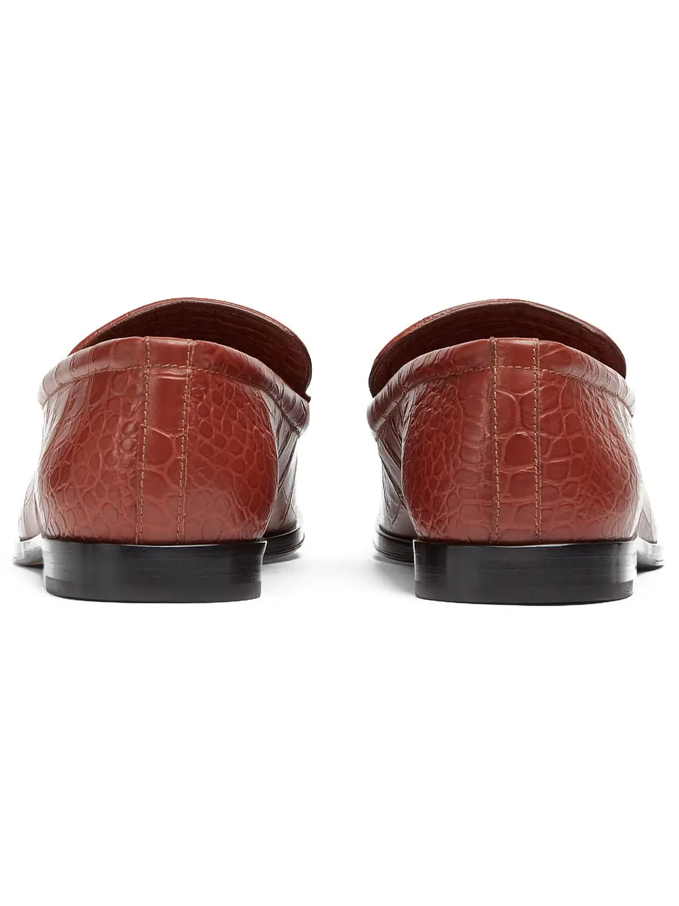 Мужские лоферы из кожи крокодиловой фактуры Bottega Veneta Croc-Effect Leather Loafer — изображение 2 из 3, коричневый