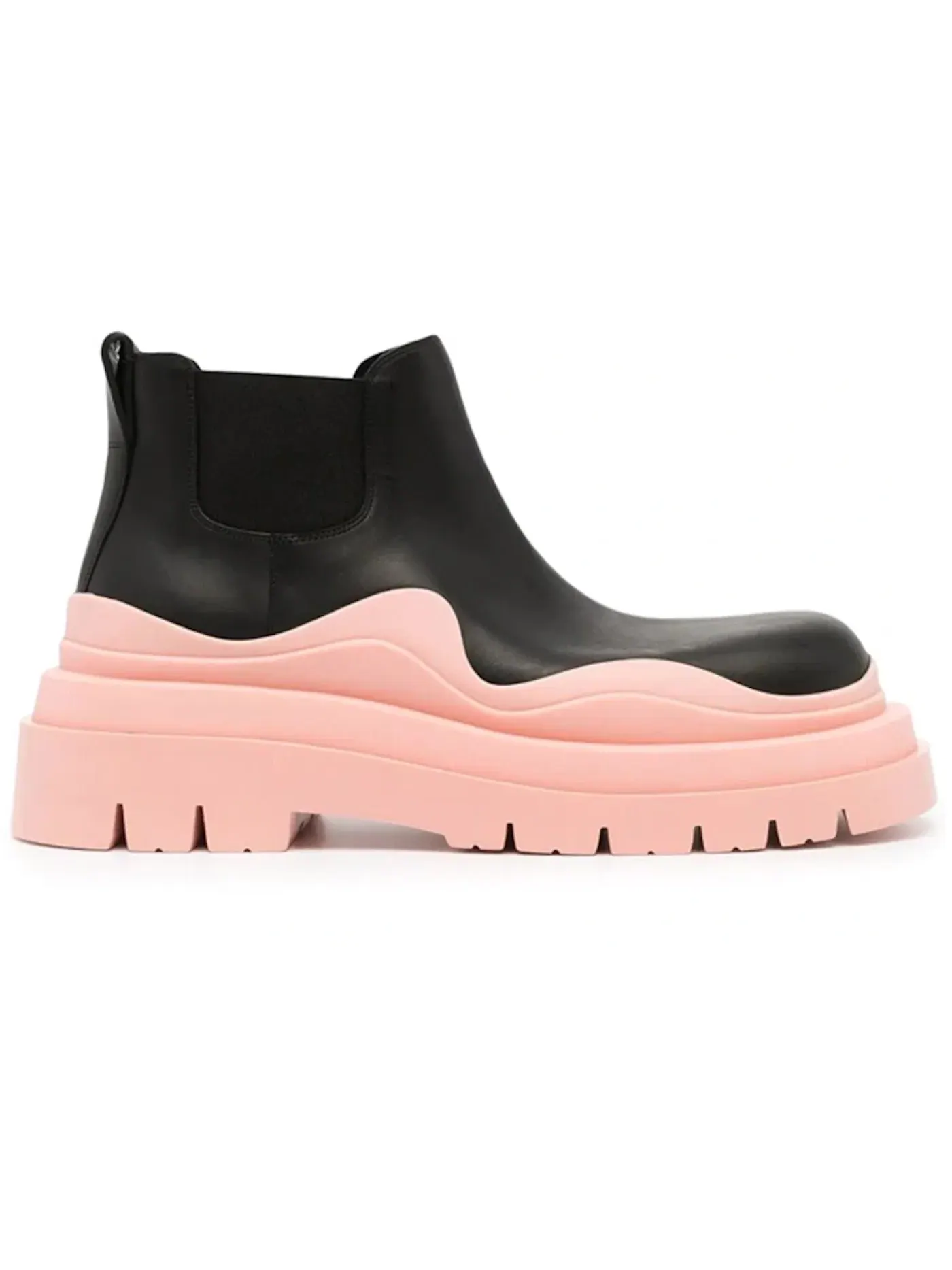 Женские ботинки челси с принтом Bottega Veneta Tire Ankle Chelsea Boot — изображение 1 из 1, черный/розовый