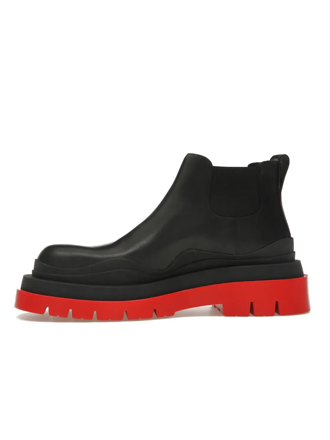 Женские ботинки-челси с принтом Bottega Veneta Tire Ankle Chelsea Boot — изображение 3 из 4, черный/красный