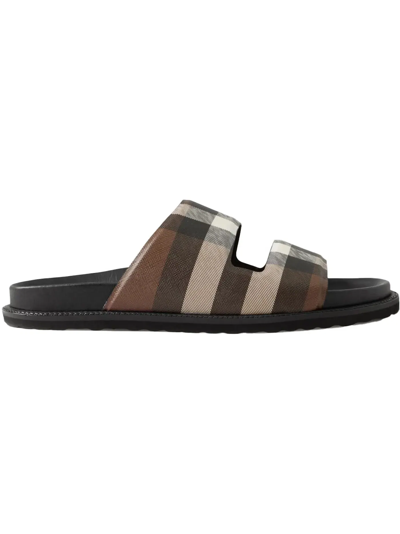 Мужские сандалии-слайды с принтом Burberry Check Cotton Canvas Slides Burberry — изображение 1 из 1, темный коричневый